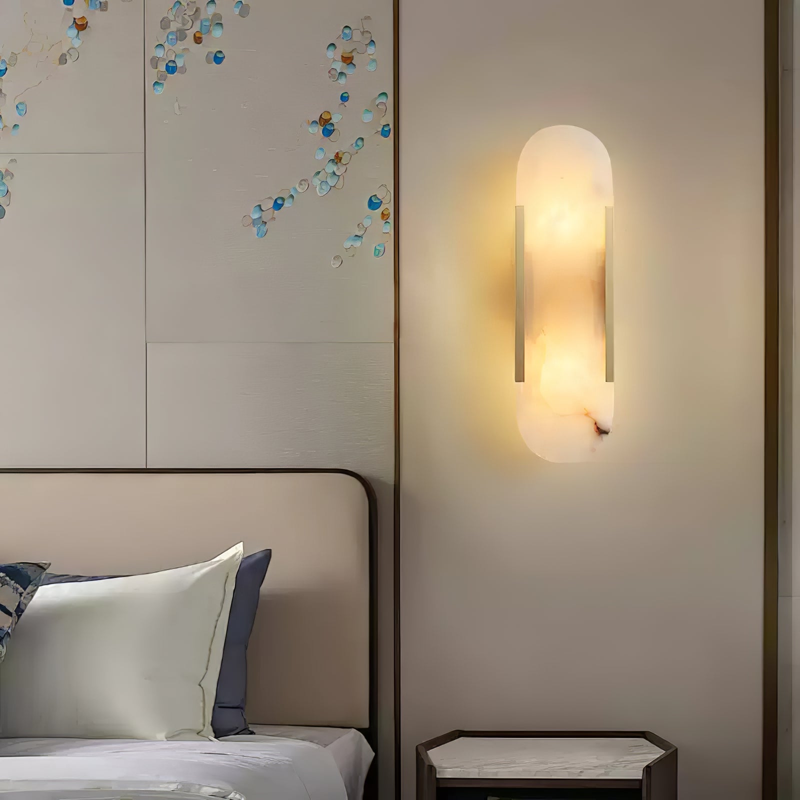 Bano Oblong Alabaster Wall Light-Neutral Decor
