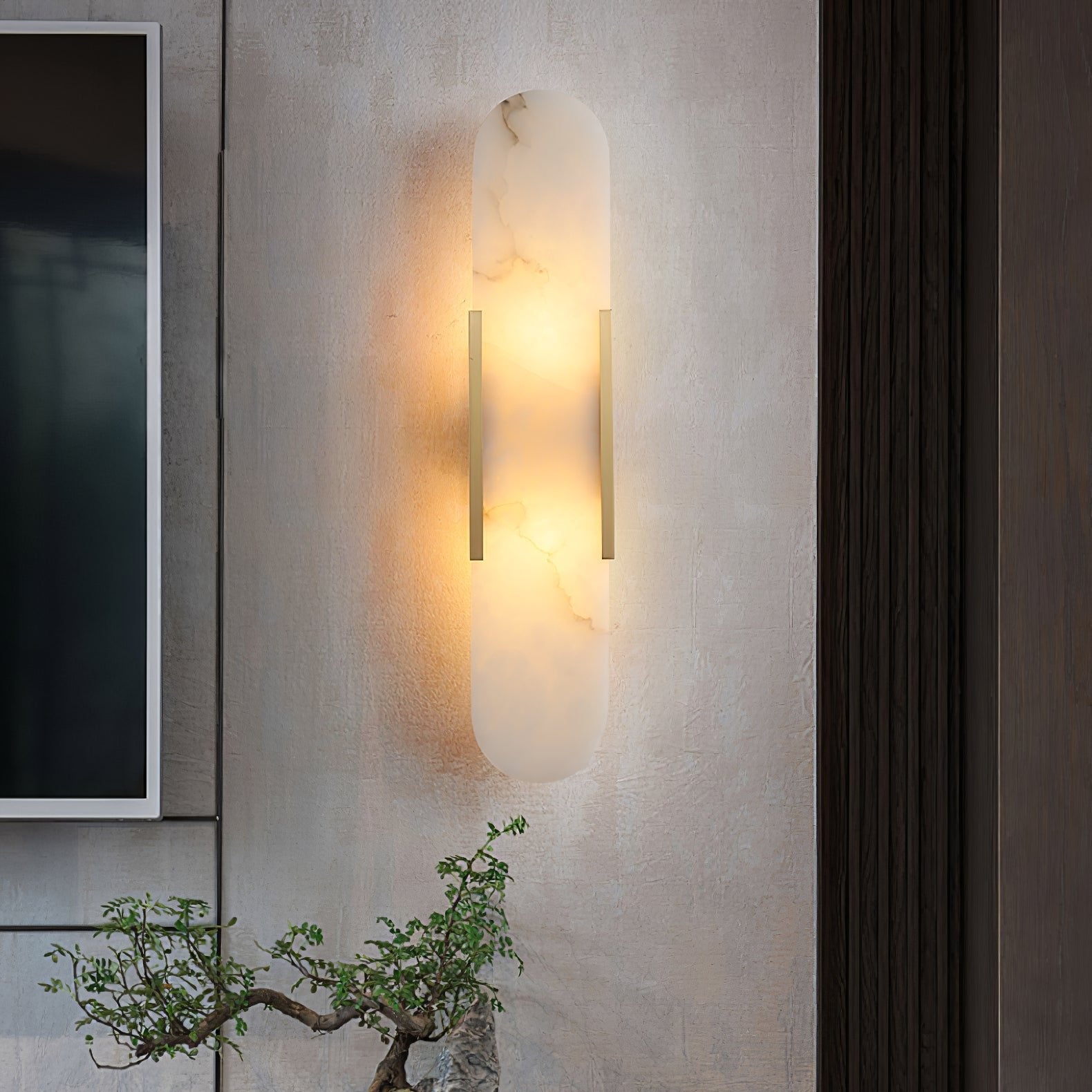 Bano Oblong Alabaster Wall Light-Neutral Decor