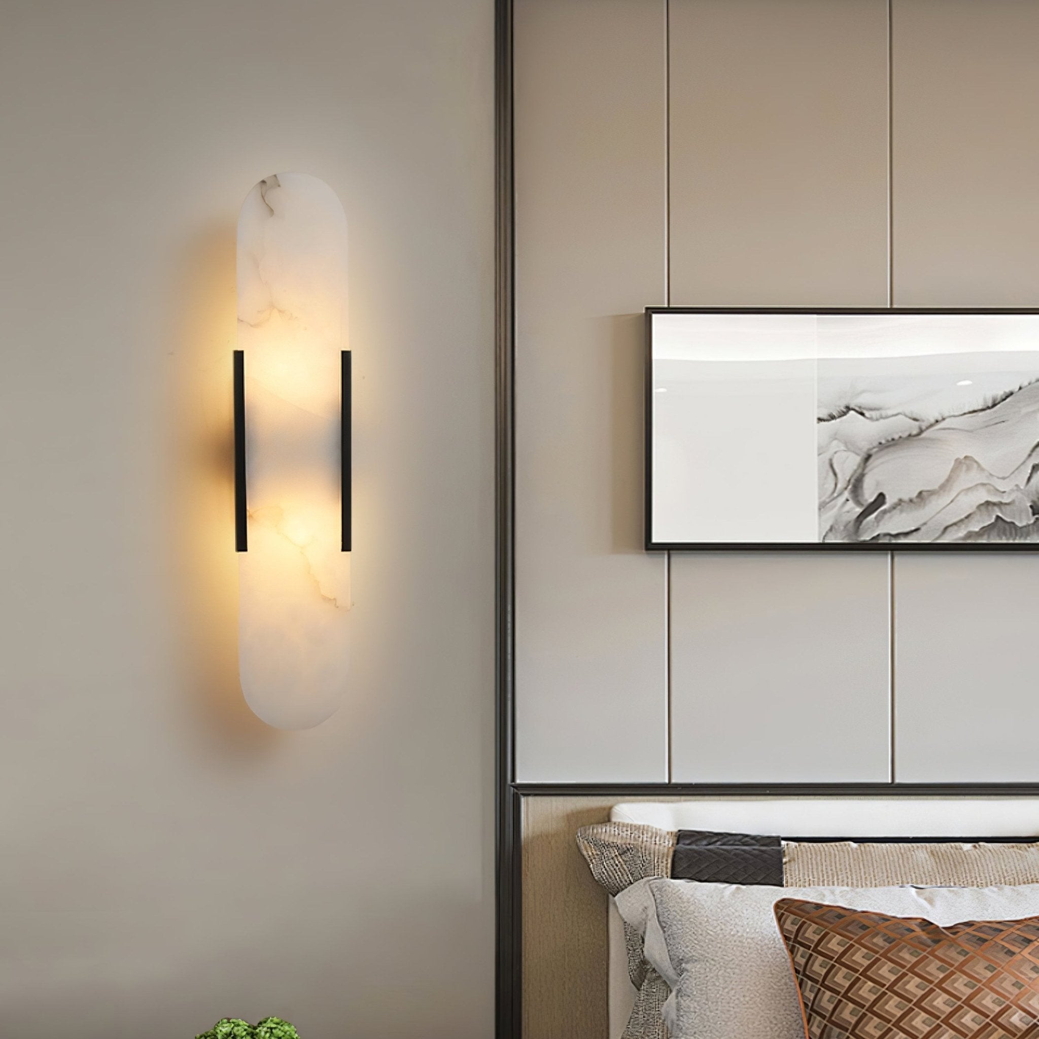 Bano Oblong Alabaster Wall Light-Neutral Decor