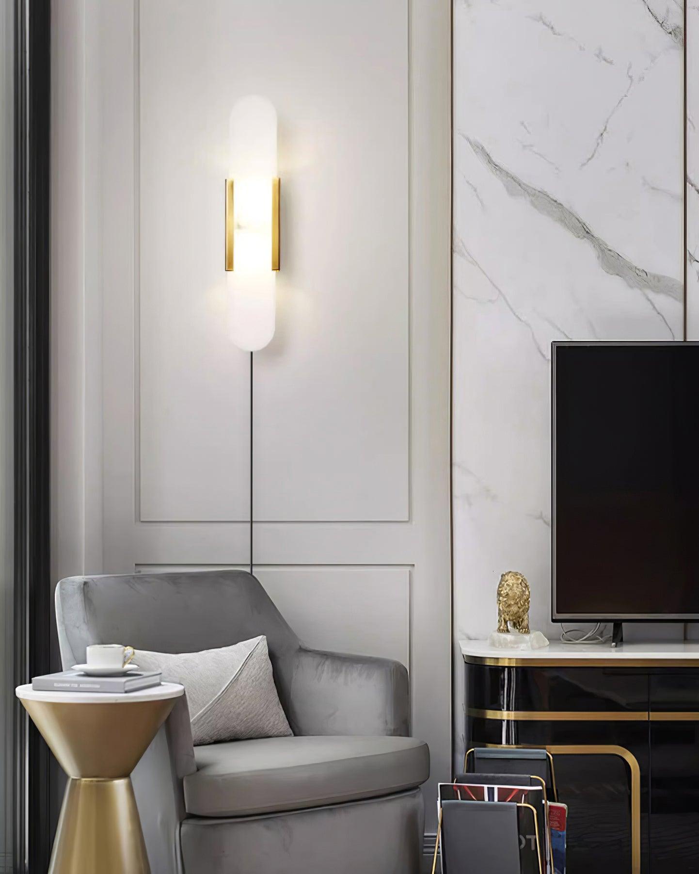 Bano Oblong Alabaster Wall Light-Neutral Decor
