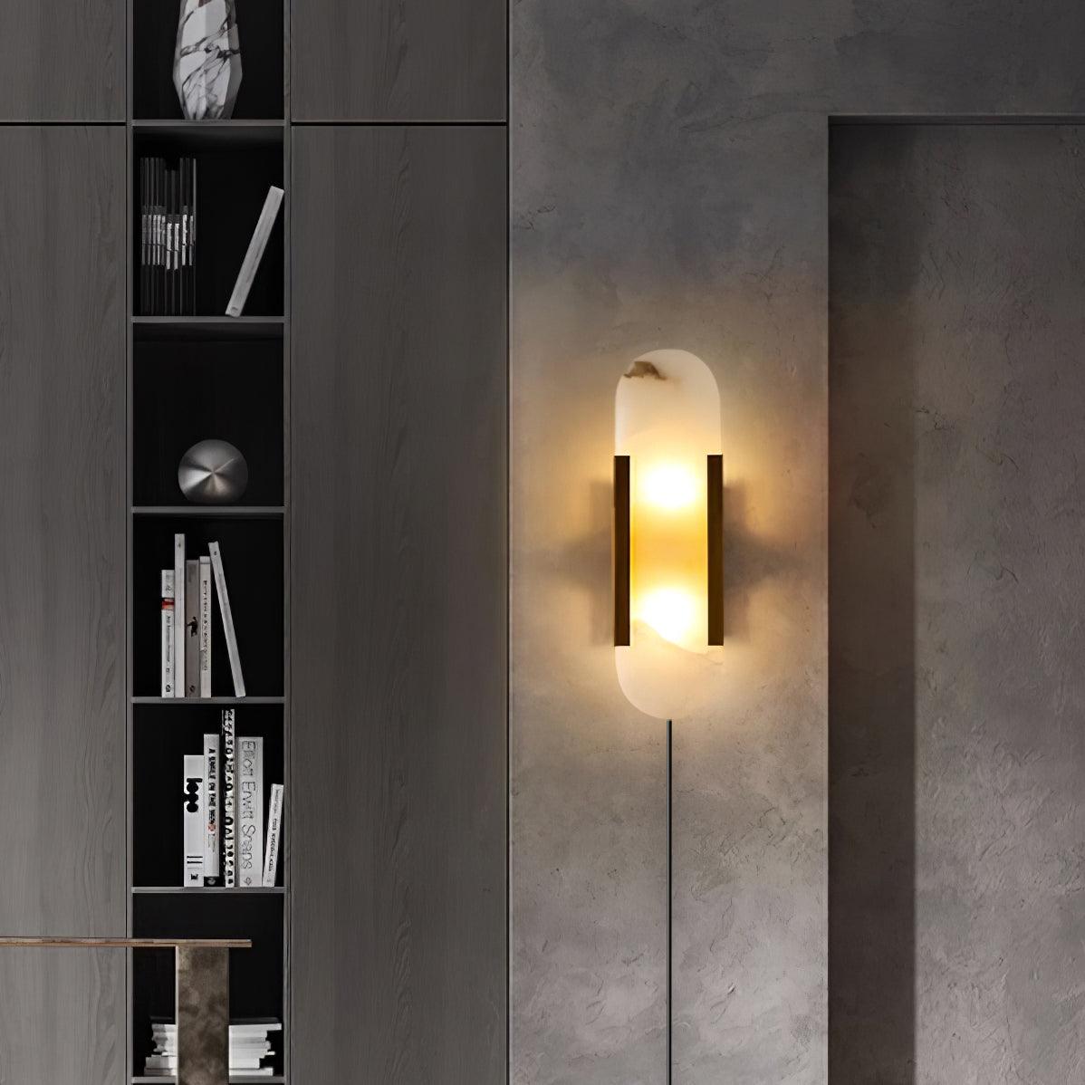 Bano Oblong Alabaster Wall Light-Neutral Decor