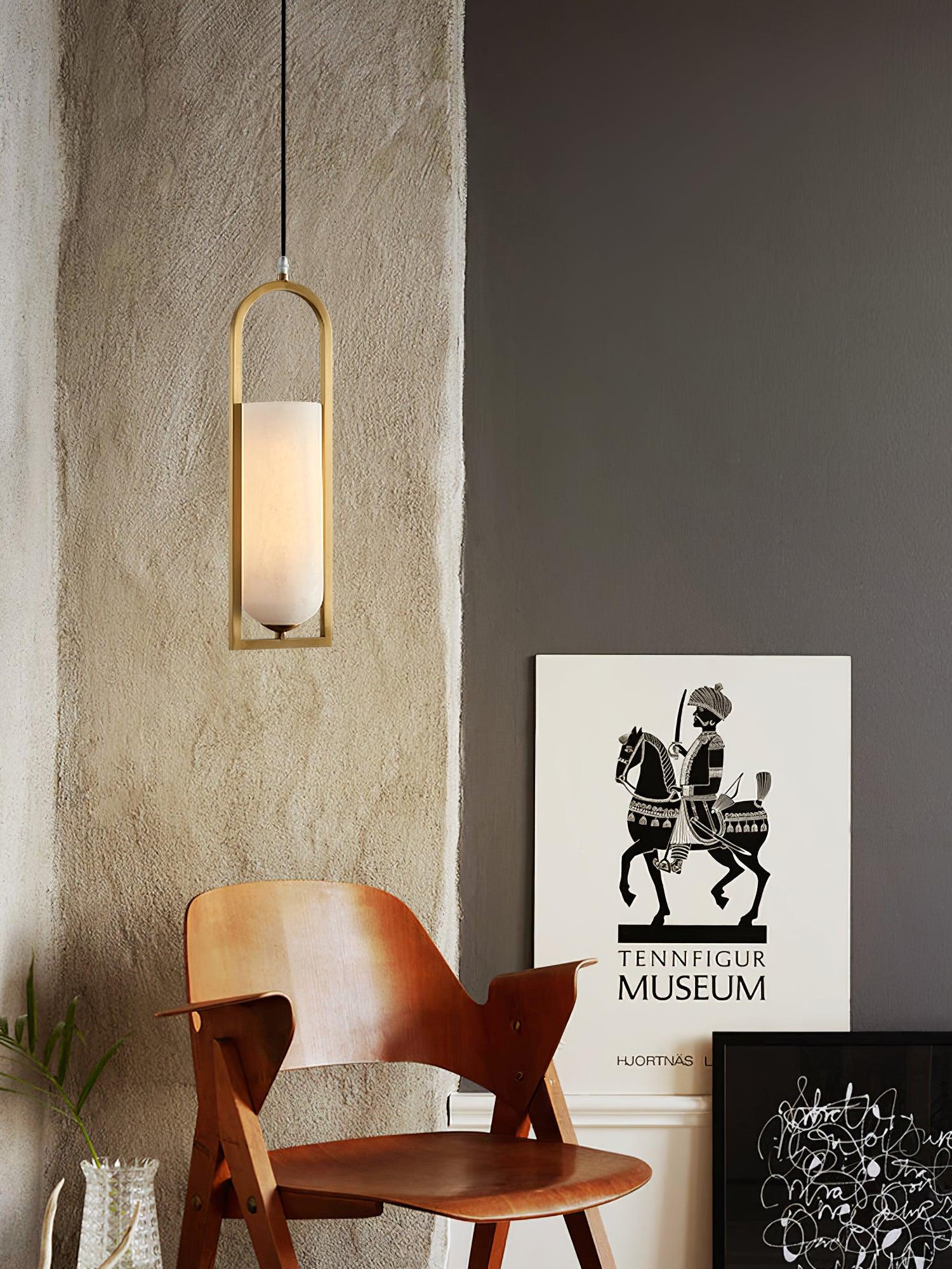 Svala Arch Alabaster Pendant Light-Neutral Decor