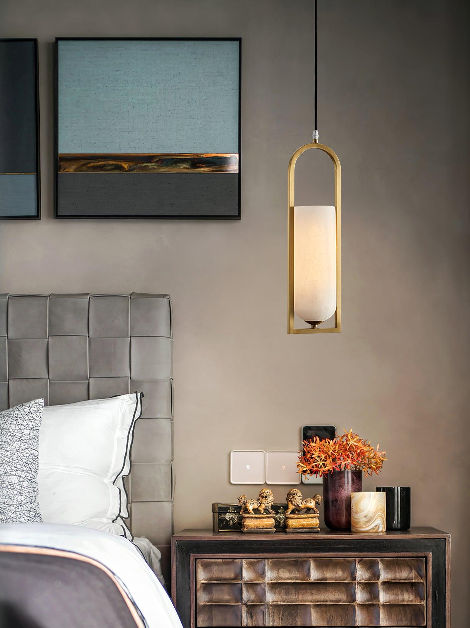 Svala Arch Alabaster Pendant Light-Neutral Decor