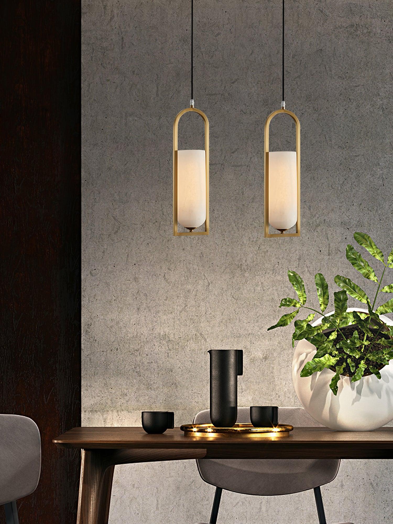 Svala Arch Alabaster Pendant Light-Neutral Decor