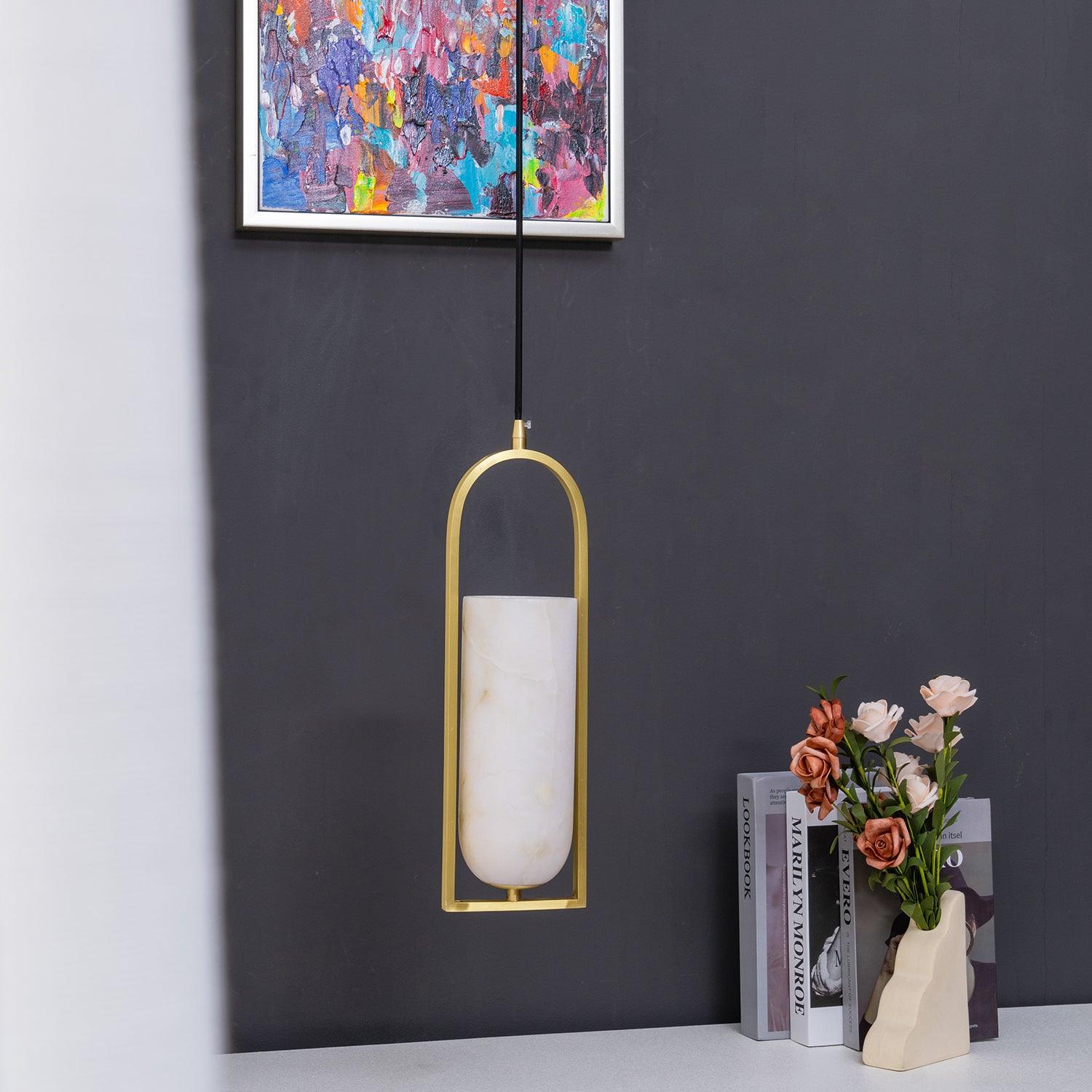 Svala Arch Alabaster Pendant Light-Neutral Decor