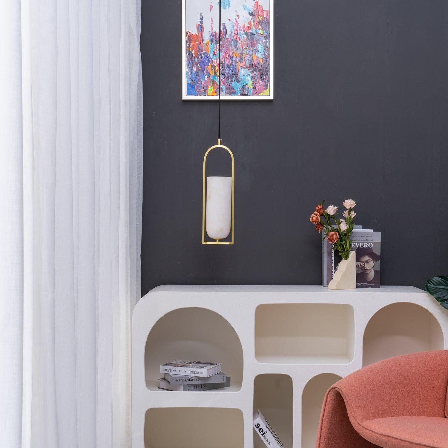 Svala Arch Alabaster Pendant Light-Neutral Decor