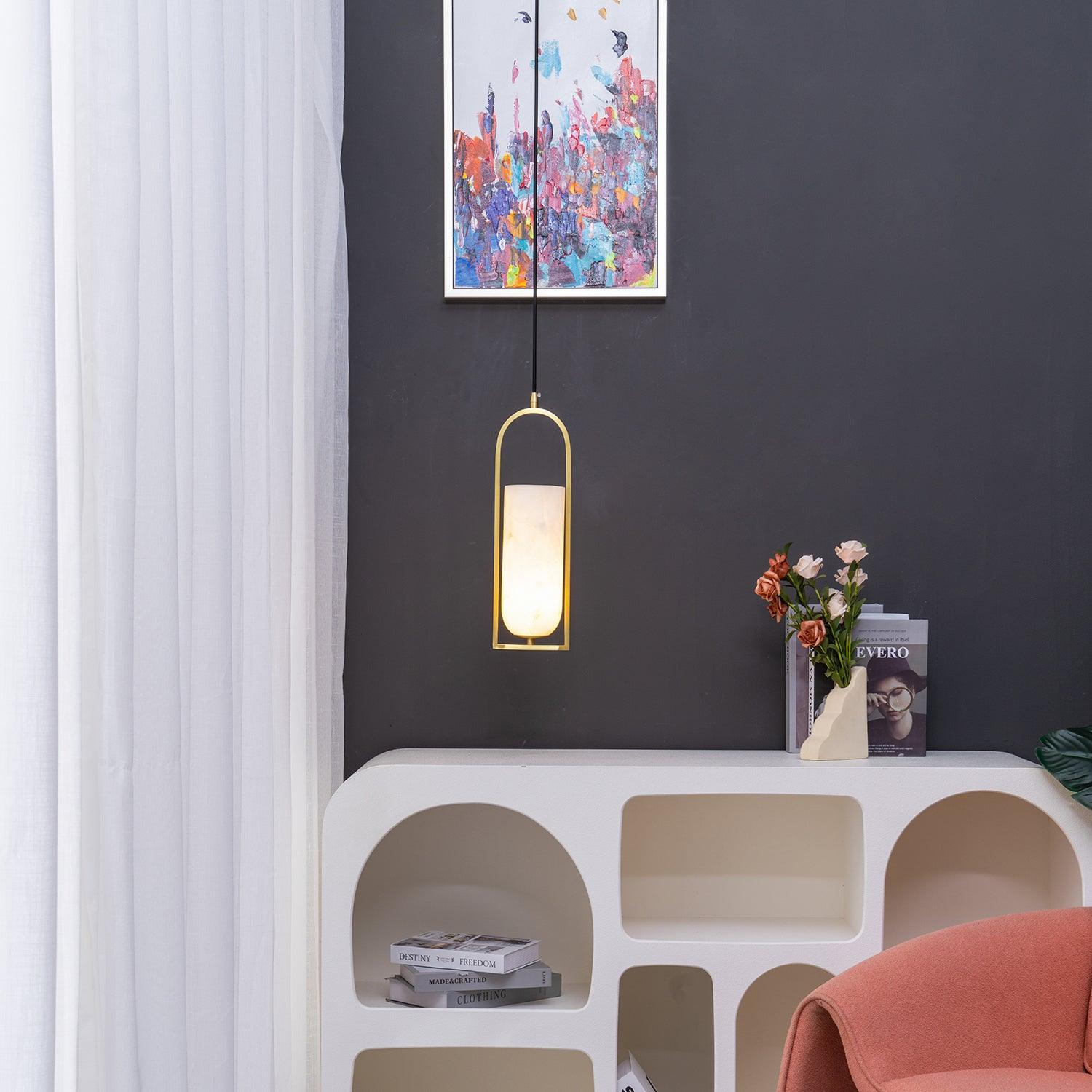 Svala Arch Alabaster Pendant Light-Neutral Decor