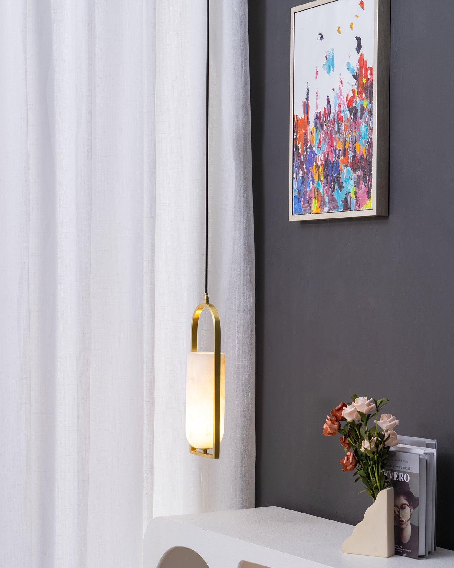 Svala Arch Alabaster Pendant Light-Neutral Decor