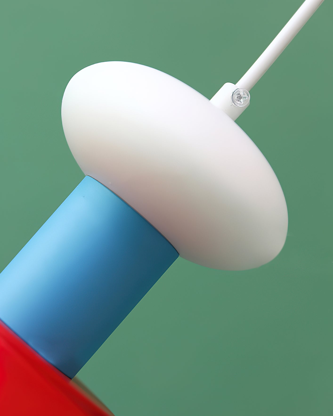 Close-up on the blue section of the pendant light.