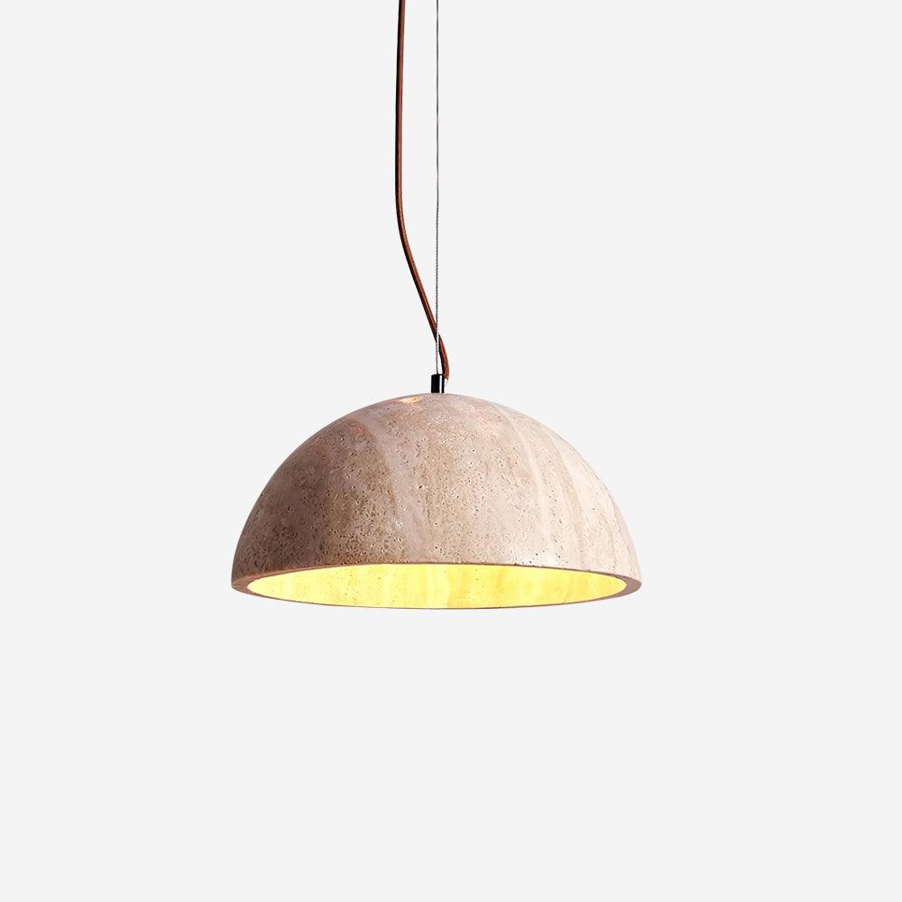 Ritta Pendant Light Travertine Dome Shade Industrial