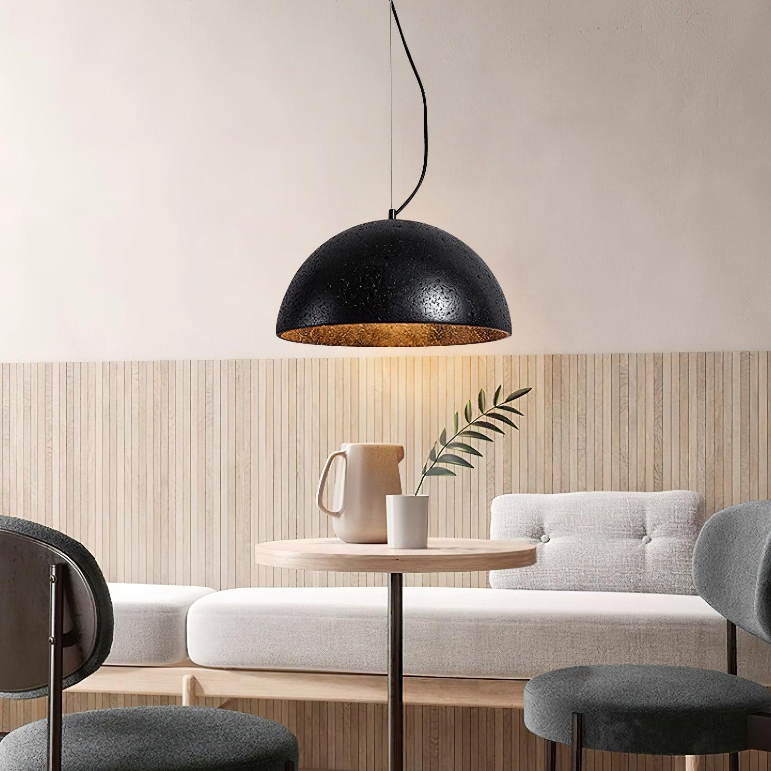 Ritta Pendant Light Travertine Dome Shade Industrial