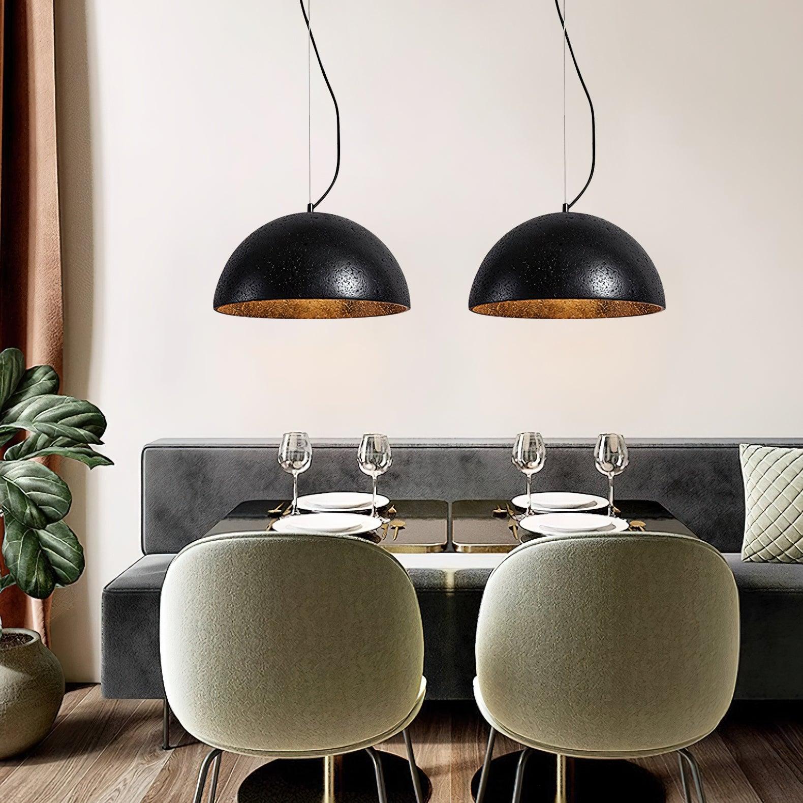Ritta Pendant Light Travertine Dome Shade Industrial