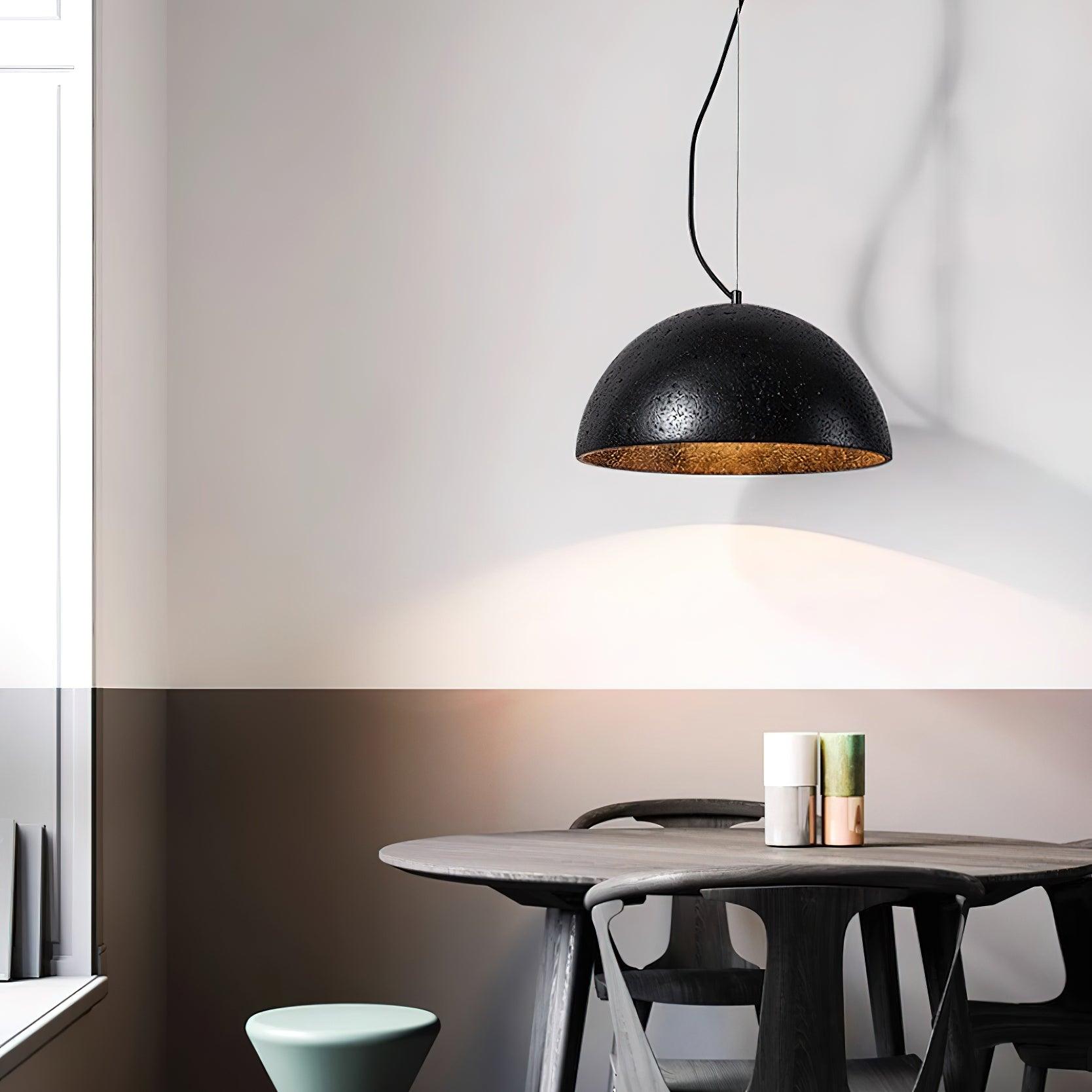 Ritta Pendant Light Travertine Dome Shade Industrial