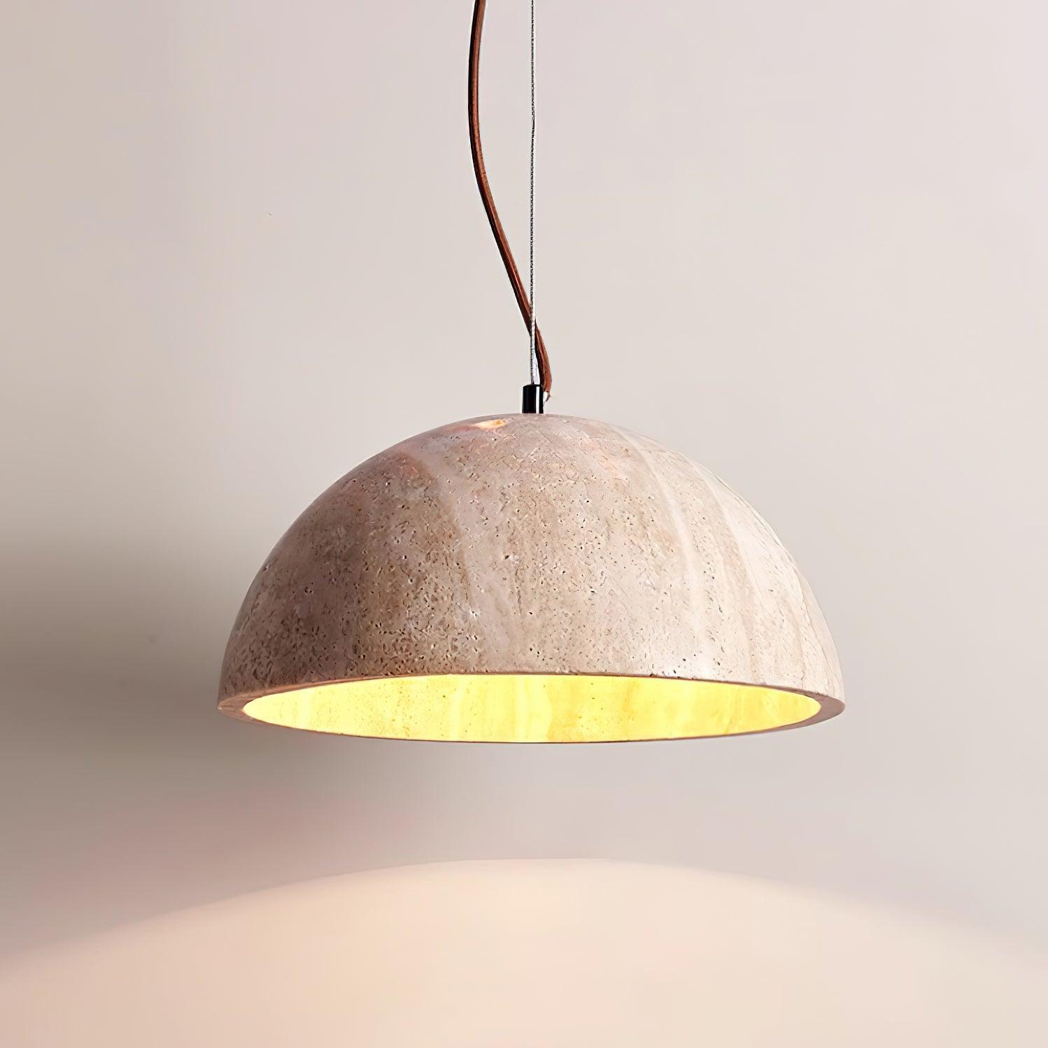 Ritta Pendant Light Travertine Dome Shade Industrial