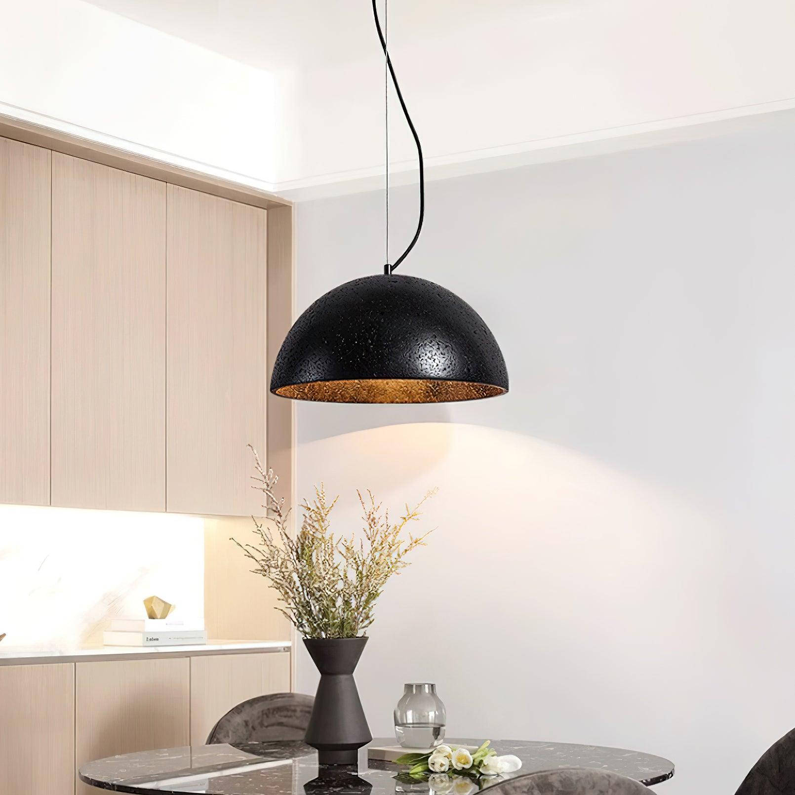 Ritta Pendant Light Travertine Dome Shade Industrial