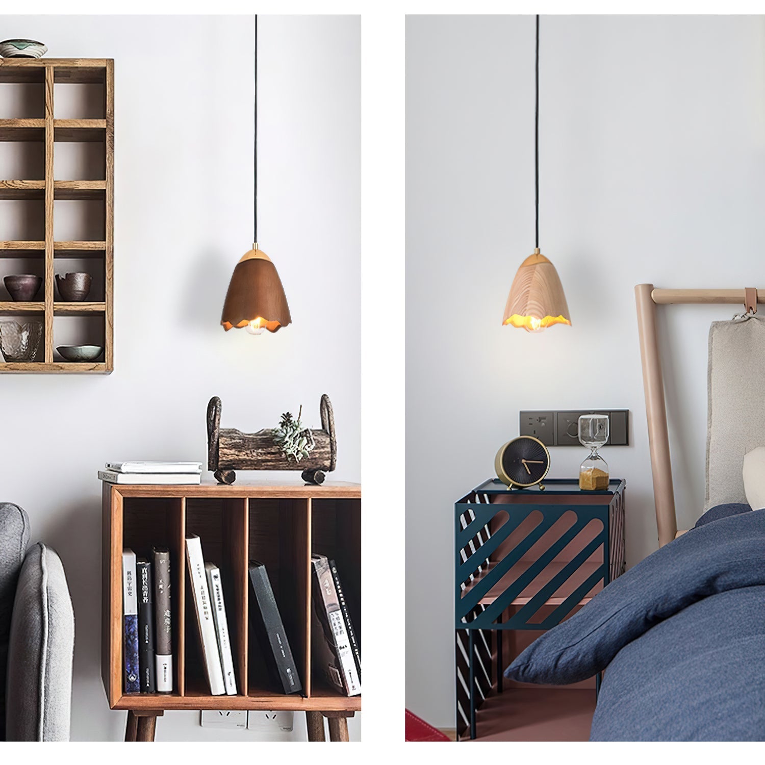 Sartin Modern Minimalist Bell Wood Pendant Lamp-Neutral Decor