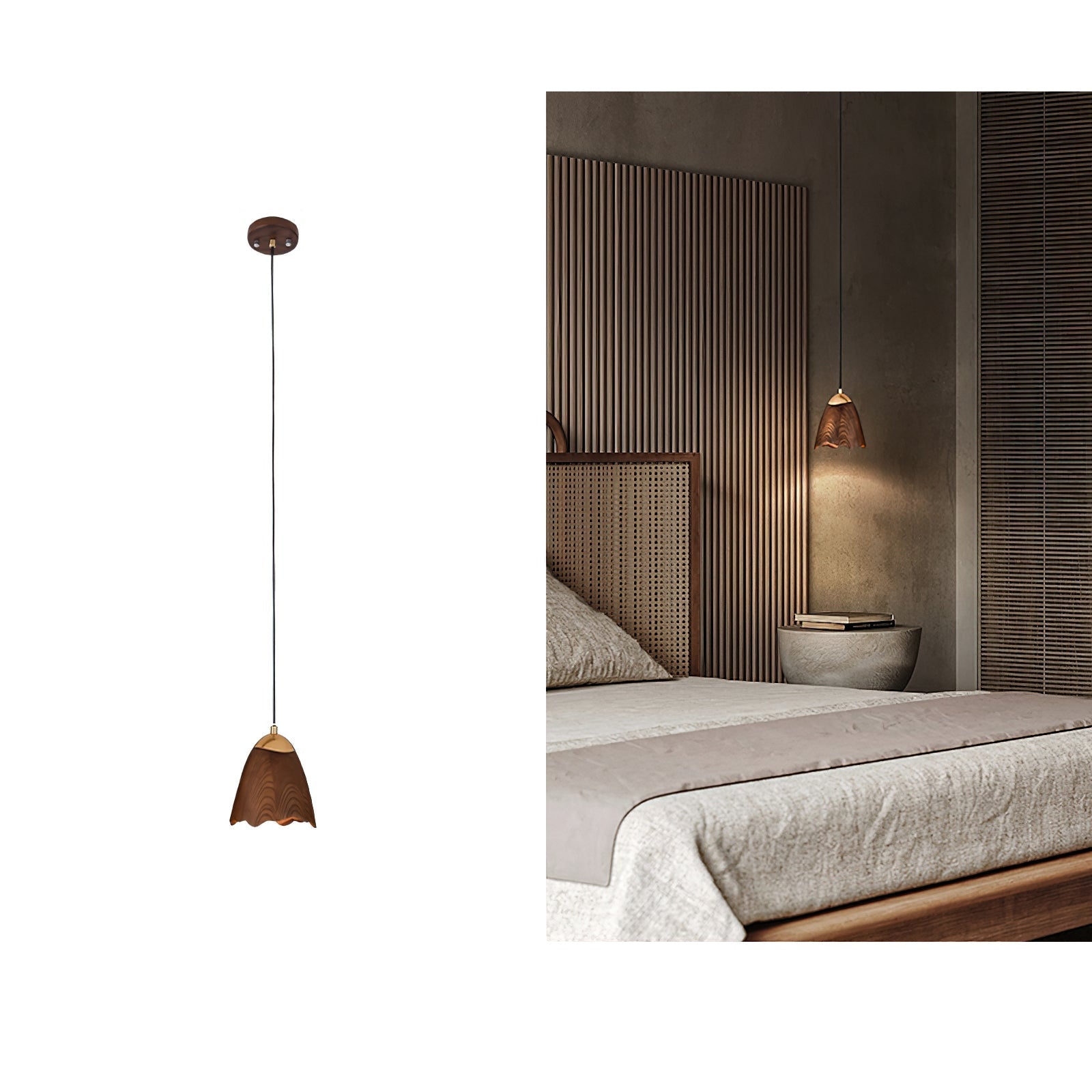 Sartin Modern Minimalist Bell Wood Pendant Lamp-Neutral Decor