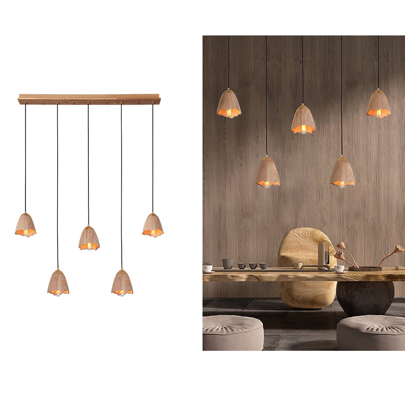 Sartin Modern Minimalist Bell Wood Pendant Lamp-Neutral Decor