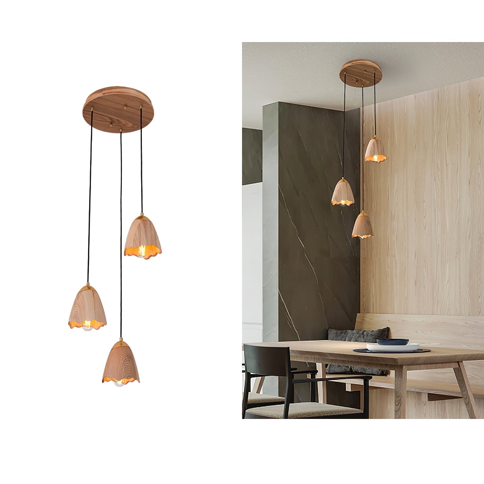 Sartin Modern Minimalist Bell Wood Pendant Lamp-Neutral Decor