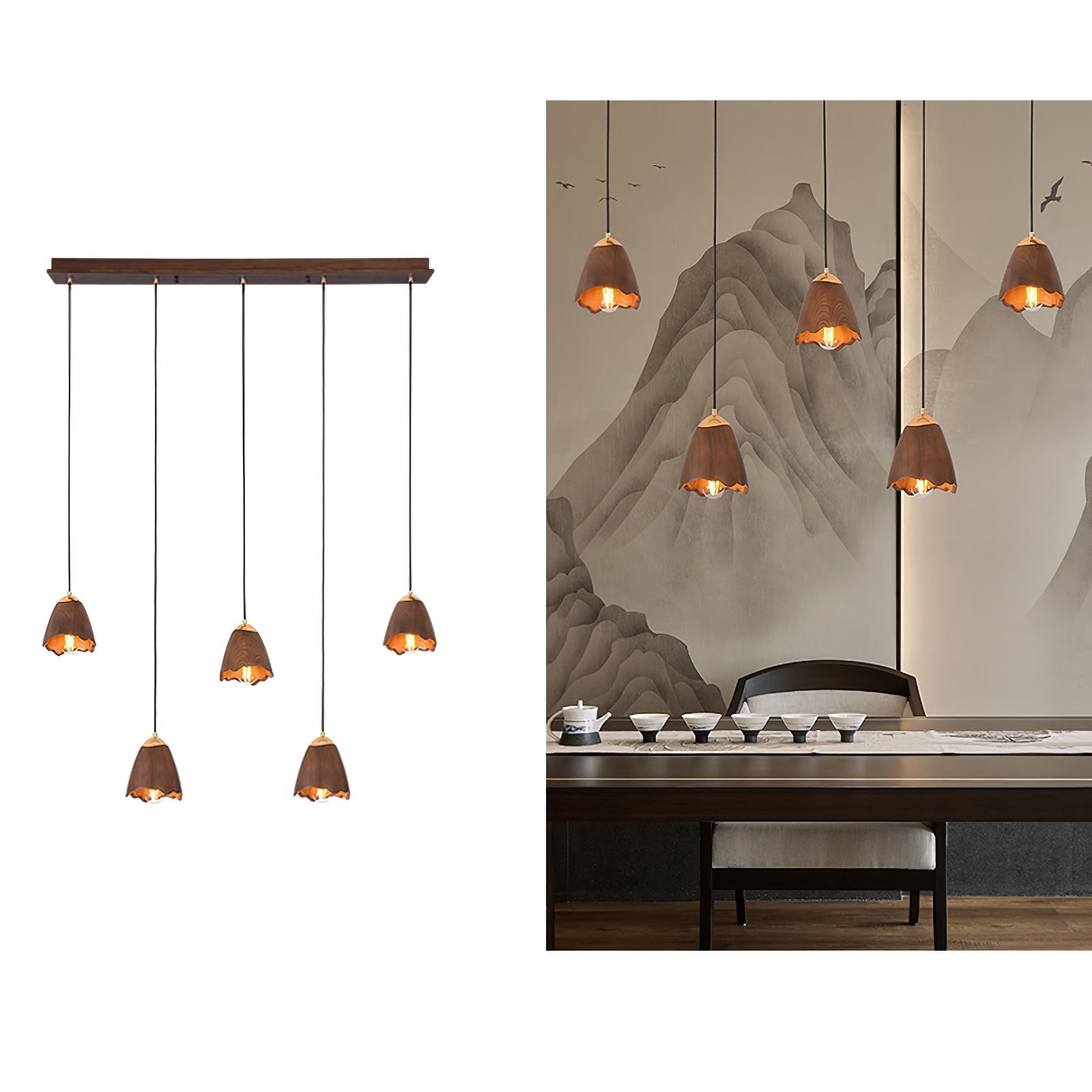 Sartin Modern Minimalist Bell Wood Pendant Lamp-Neutral Decor