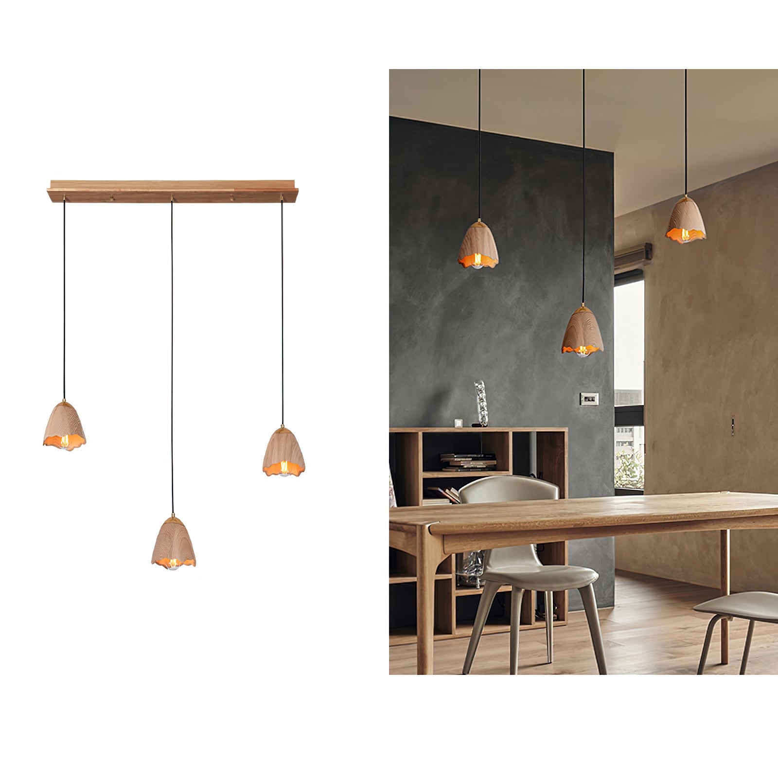 Sartin Modern Minimalist Bell Wood Pendant Lamp-Neutral Decor