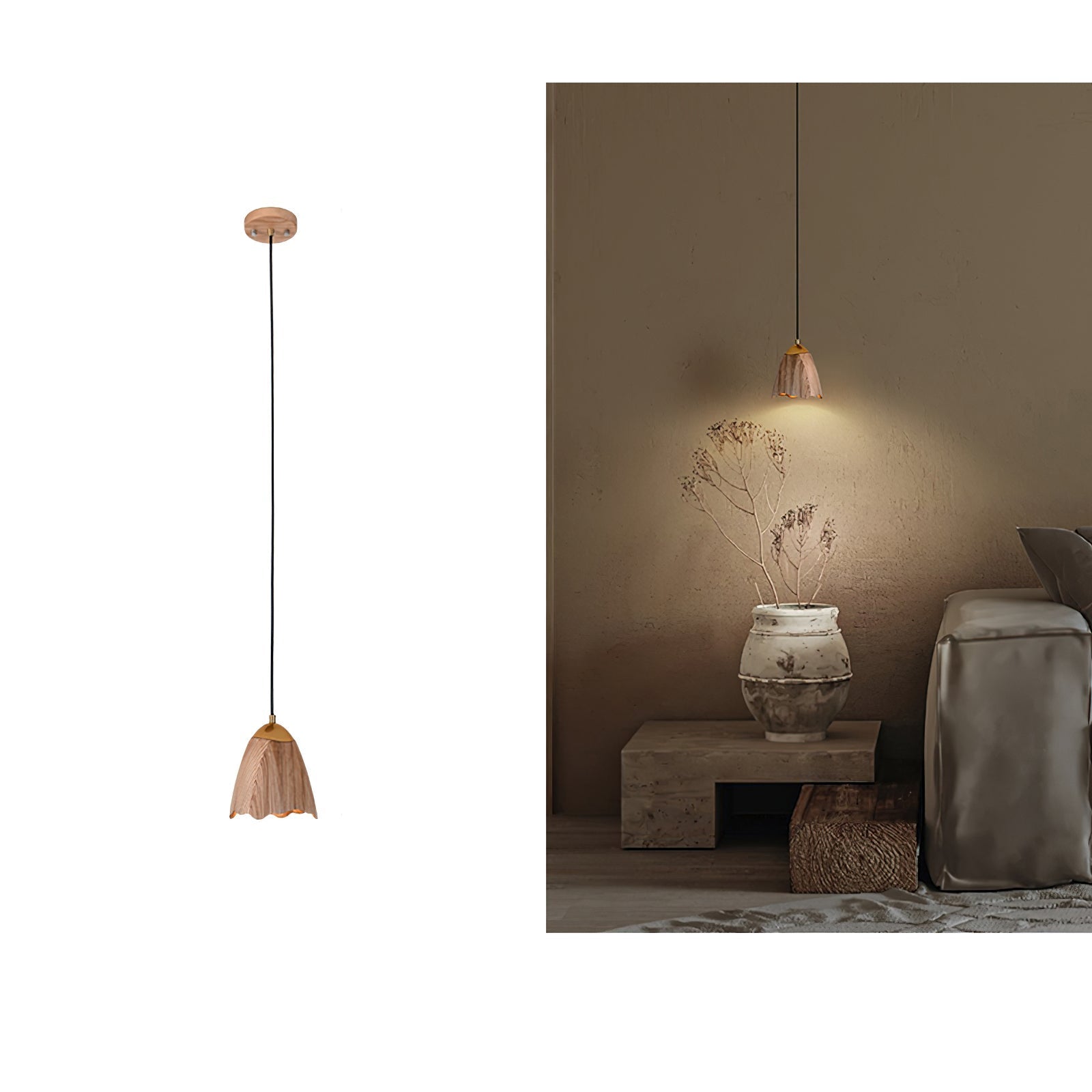 Sartin Modern Minimalist Bell Wood Pendant Lamp-Neutral Decor