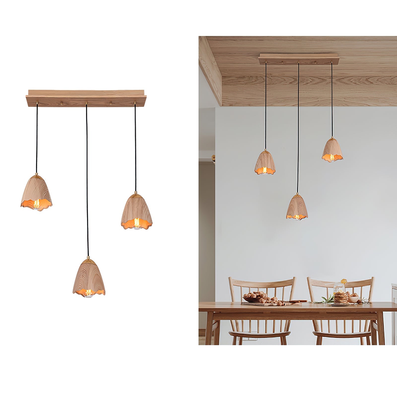 Sartin Modern Minimalist Bell Wood Pendant Lamp-Neutral Decor