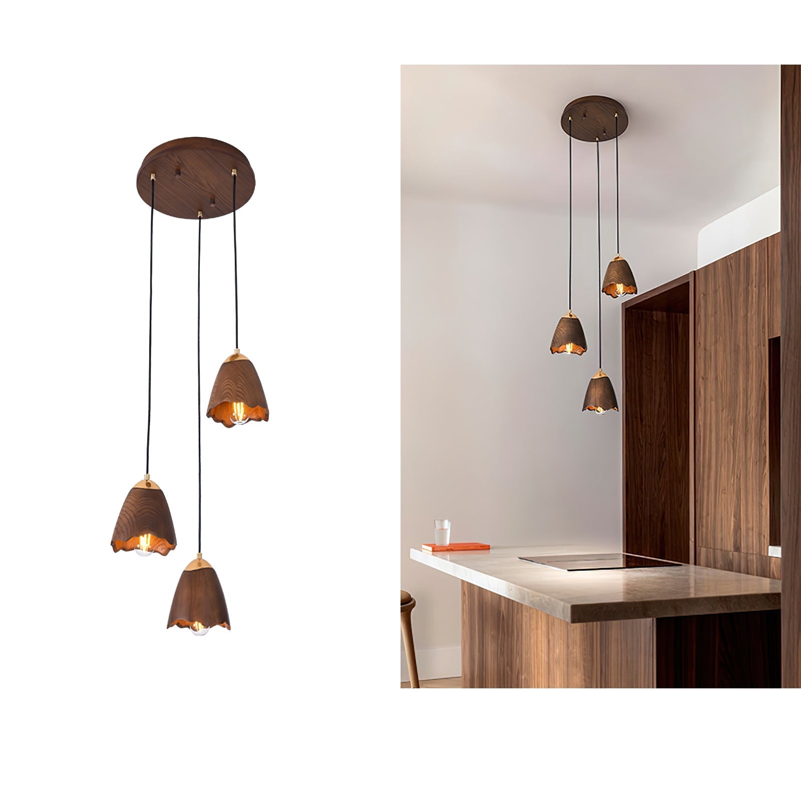 Sartin Modern Minimalist Bell Wood Pendant Lamp-Neutral Decor