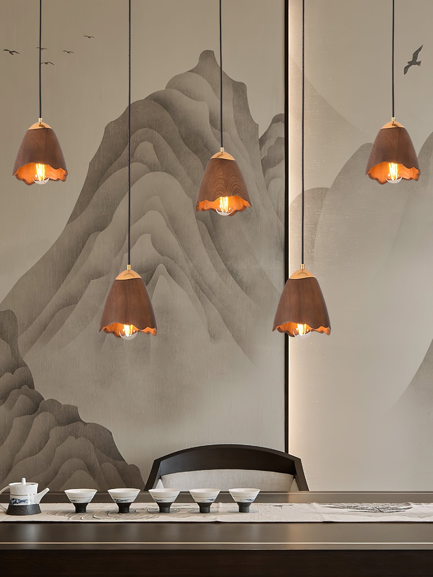 Sartin Modern Minimalist Bell Wood Pendant Lamp-Neutral Decor