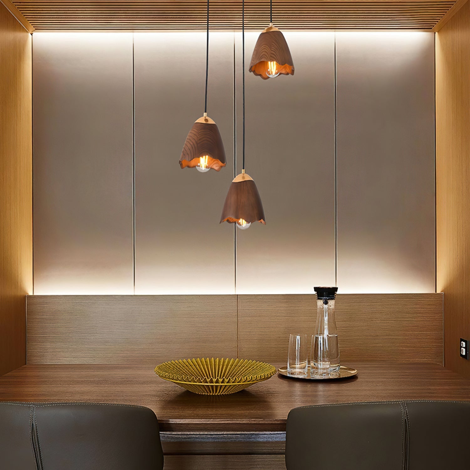Sartin Modern Minimalist Bell Wood Pendant Lamp-Neutral Decor