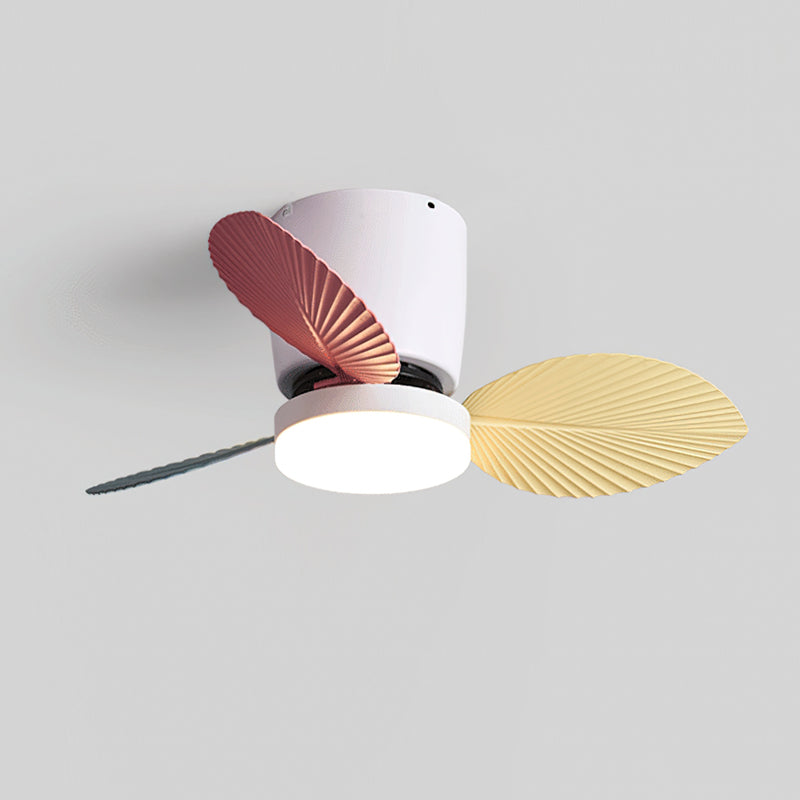 The Melorie fan in wood finish, installed in a dining area.