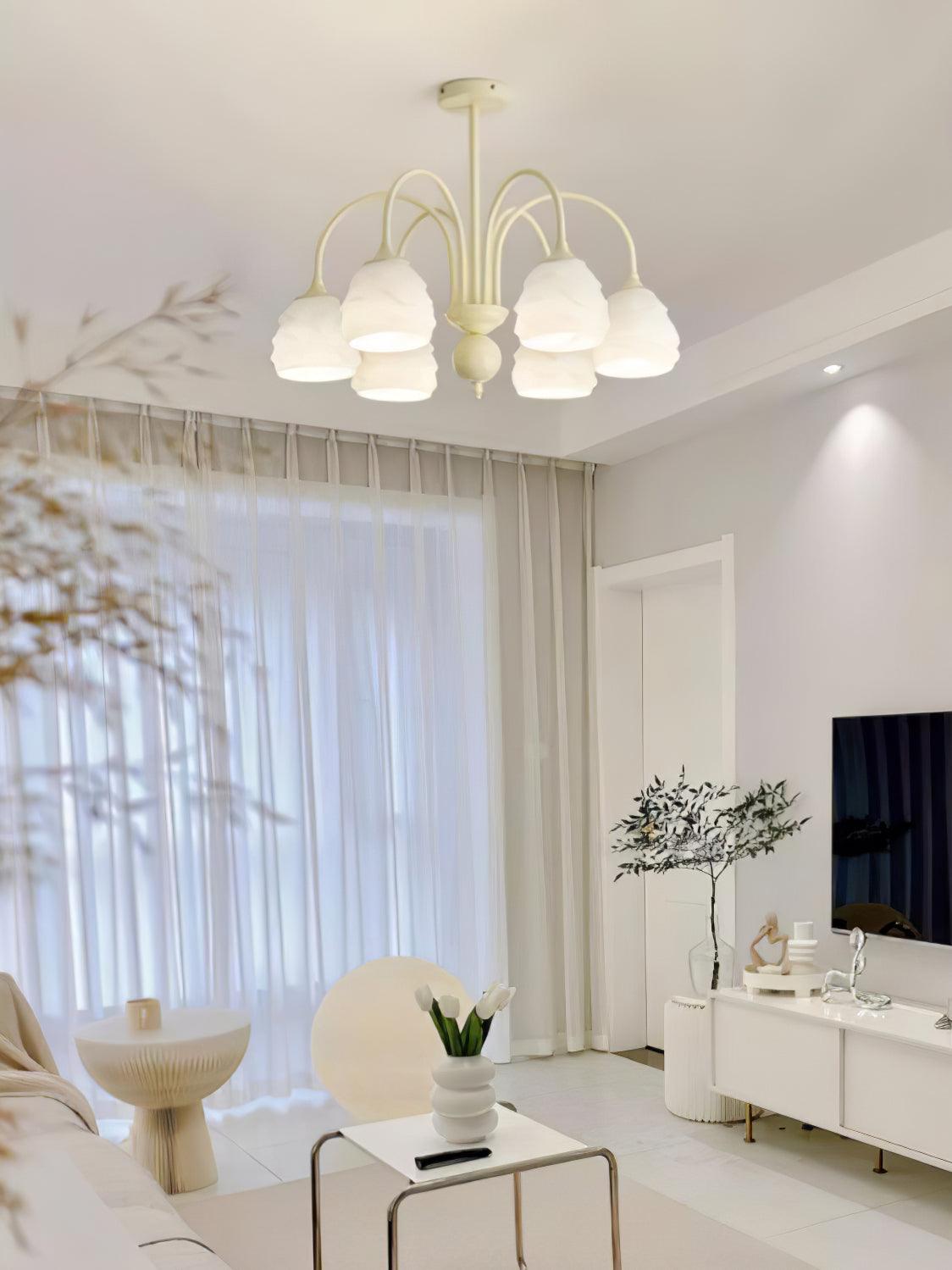 Lustra Chandelier Melting Ice Cream Milky Glass-Neutral Decor