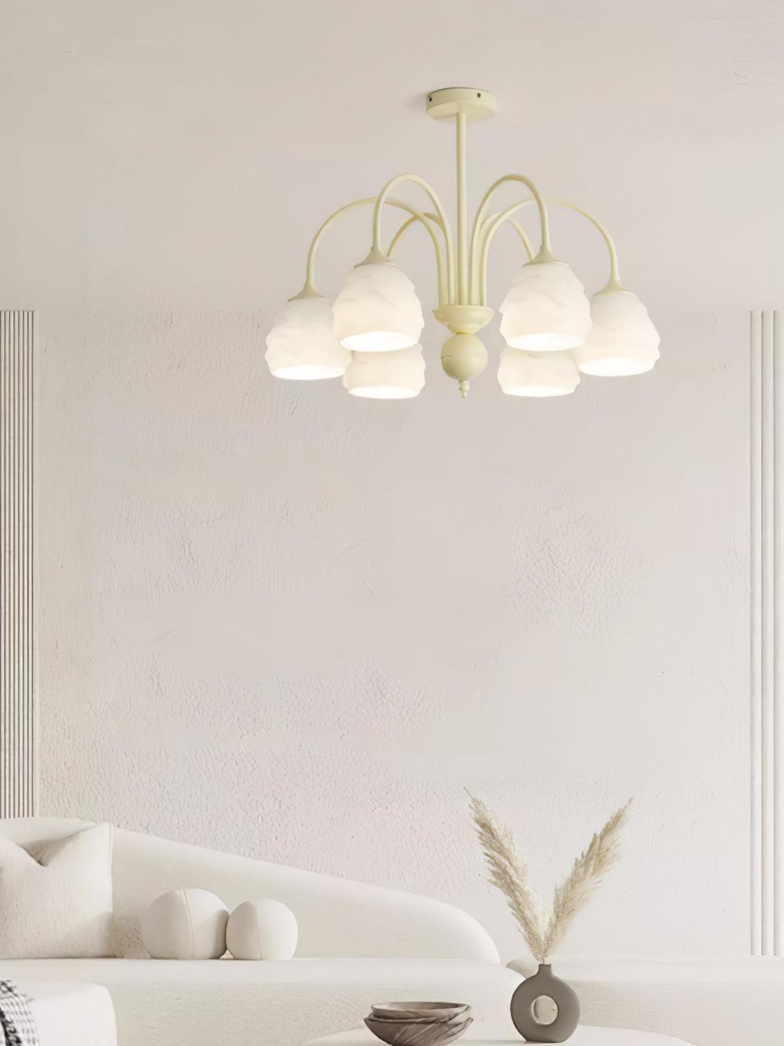 Lustra Chandelier Melting Ice Cream Milky Glass-Neutral Decor