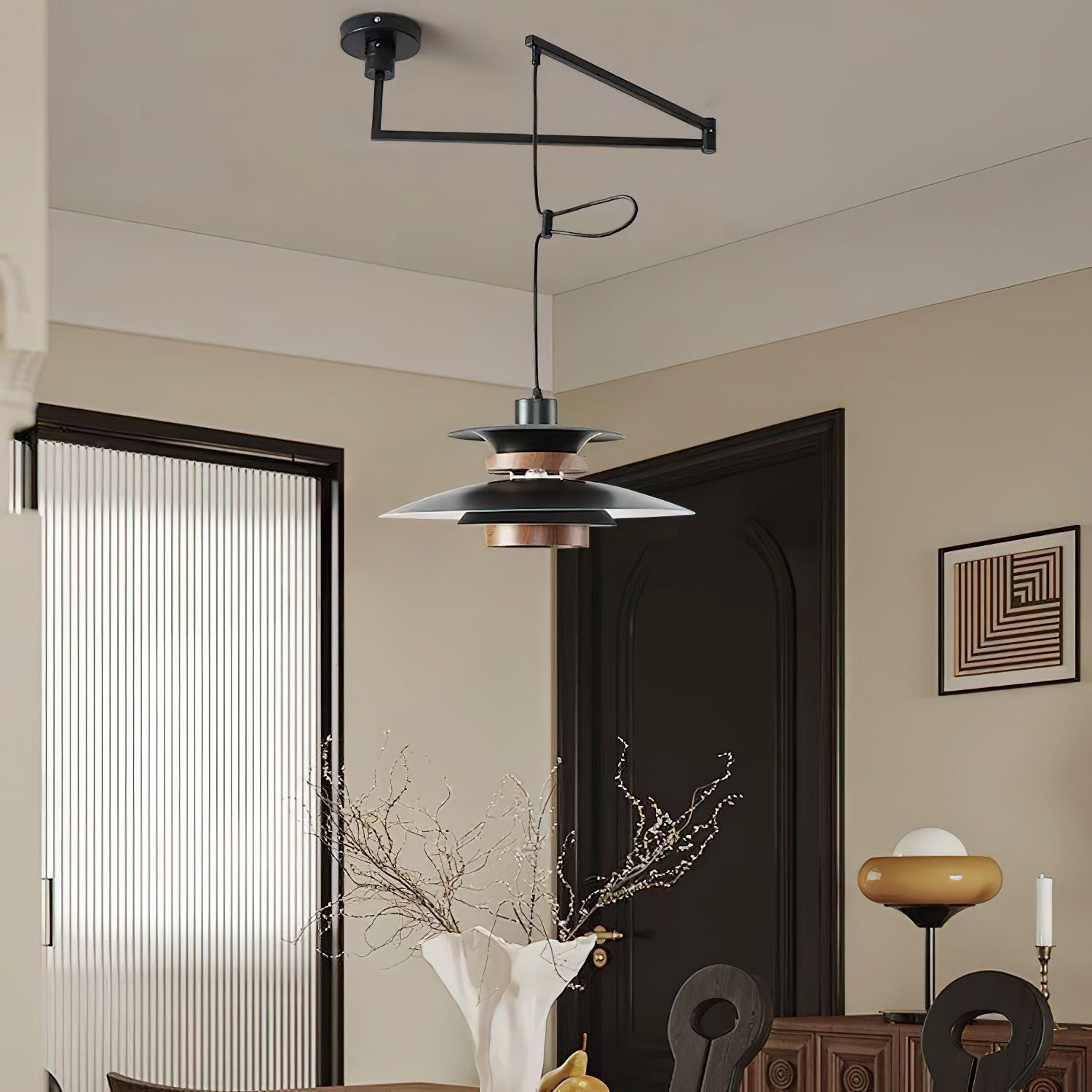 Avo Steel & Wood Pendant Lamp-Neutral Decor
