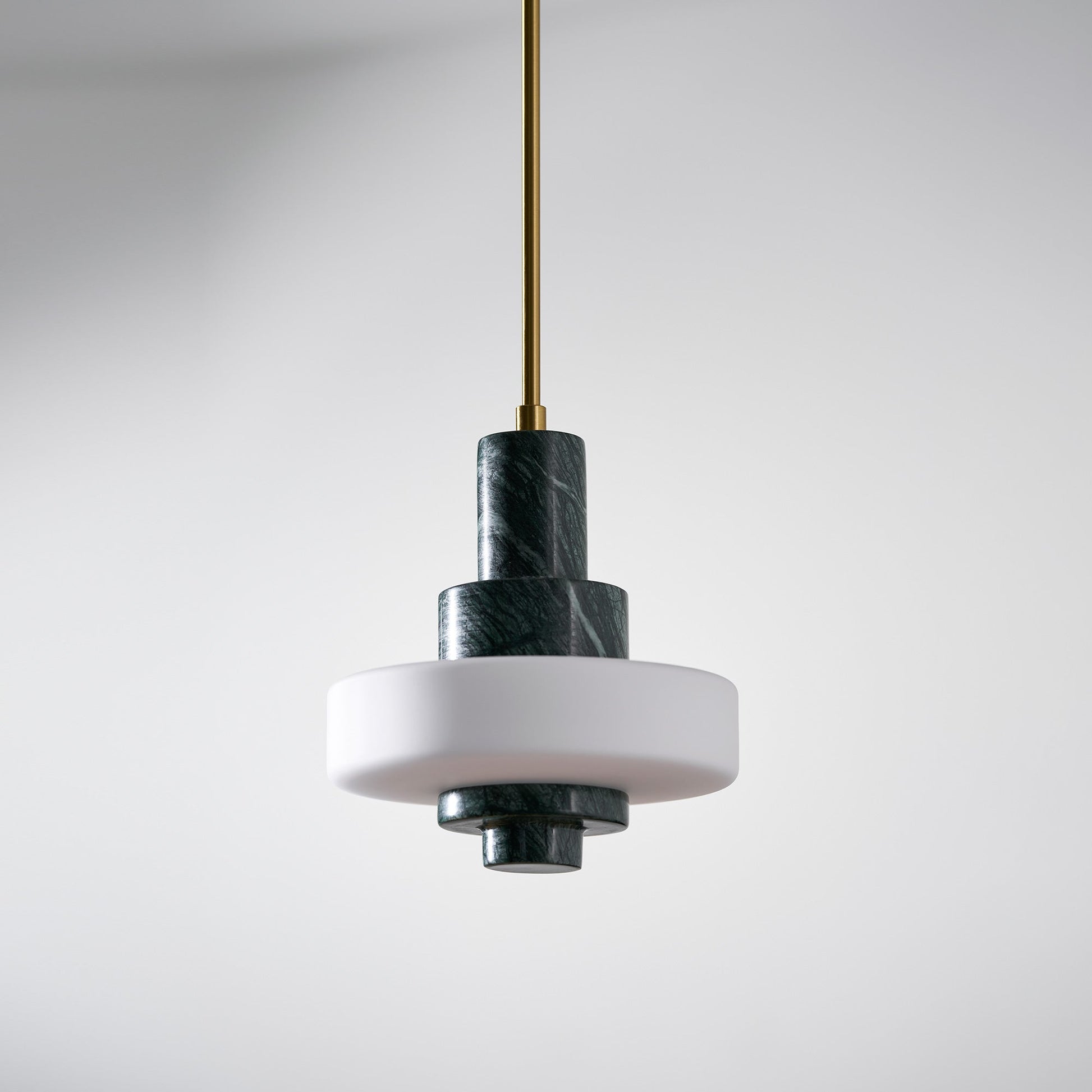 The polished brass detailing reflecting ambient light.