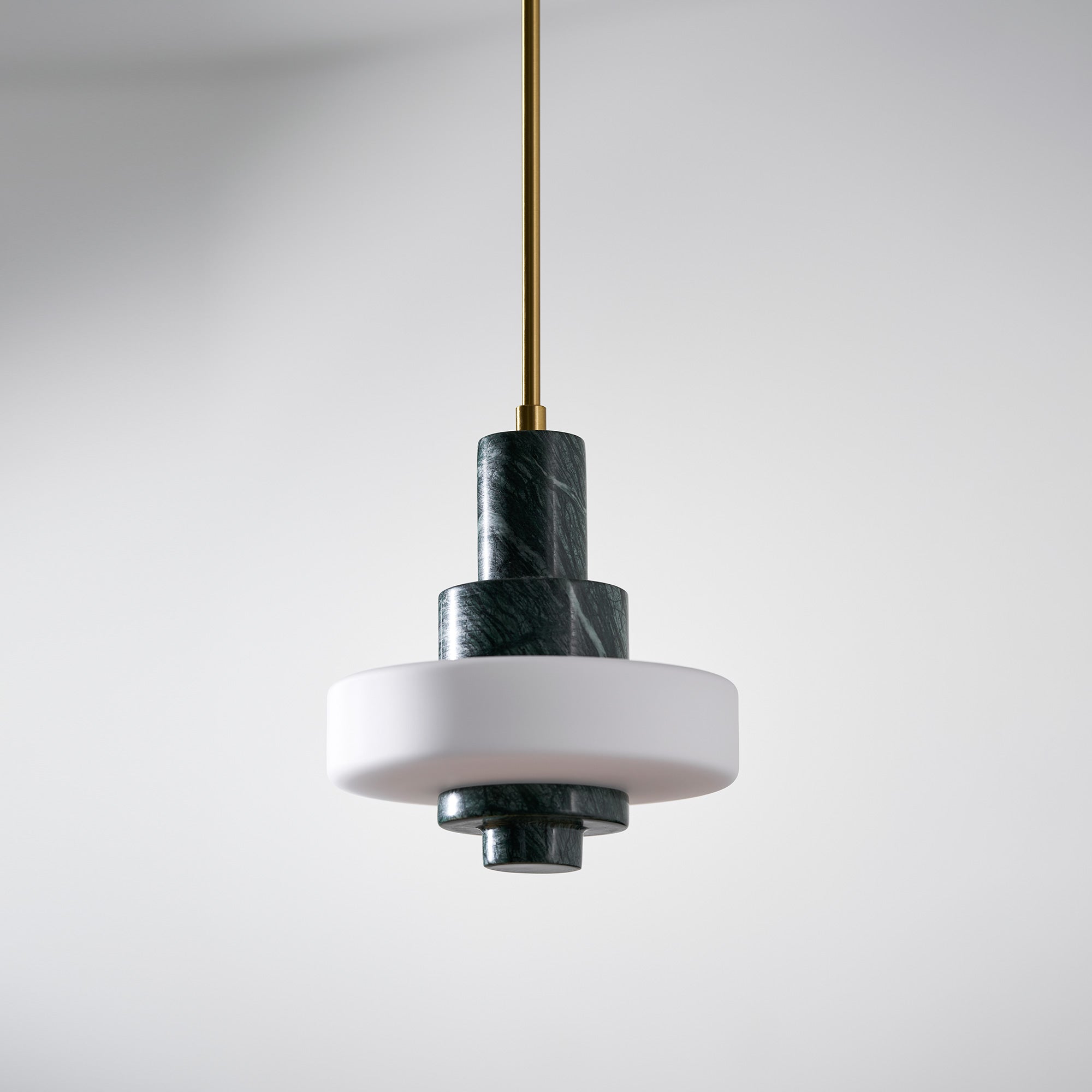 The polished brass detailing reflecting ambient light.