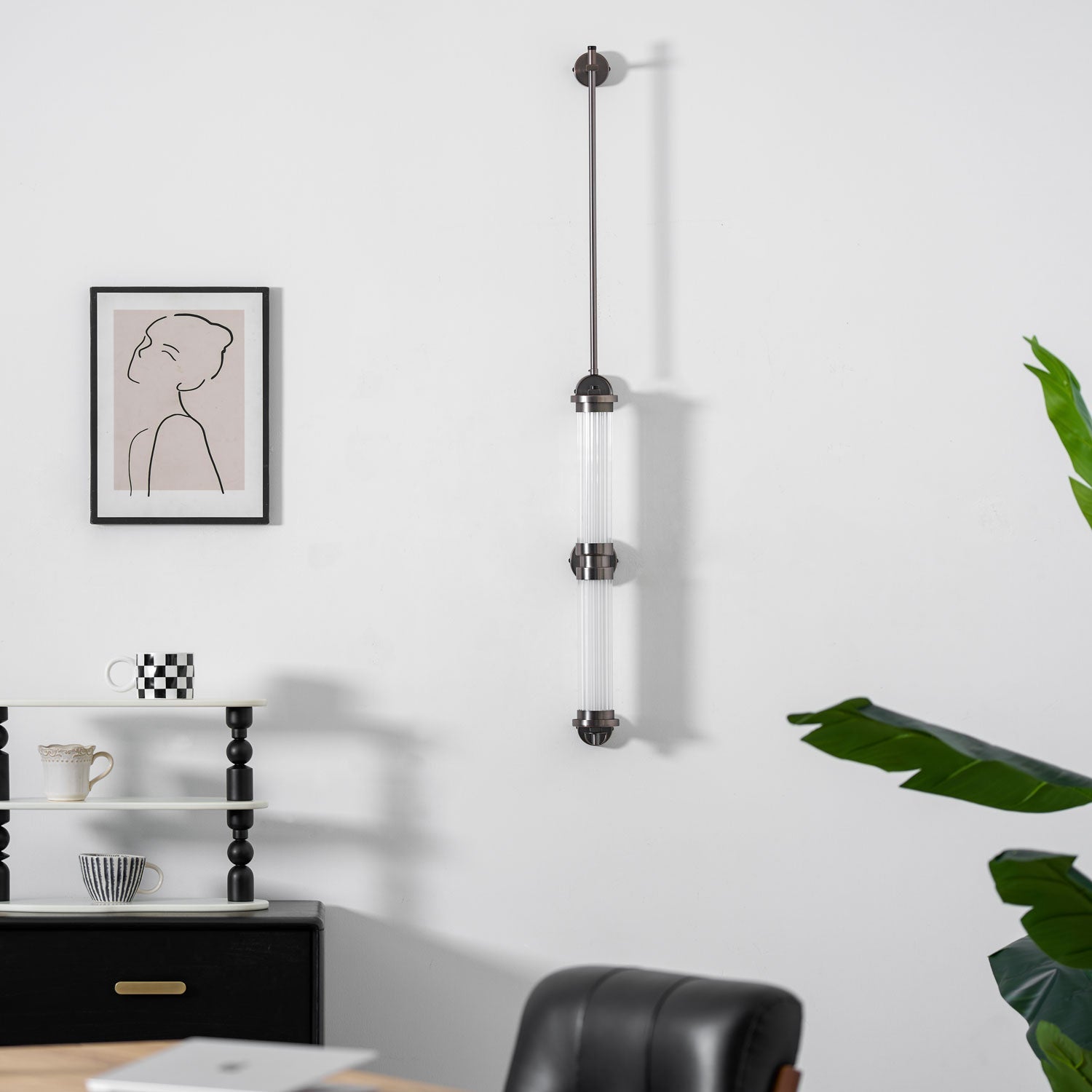 Noviq Premium Nordic Art Vertical Glass Sconce Wall Lamp-Neutral Decor