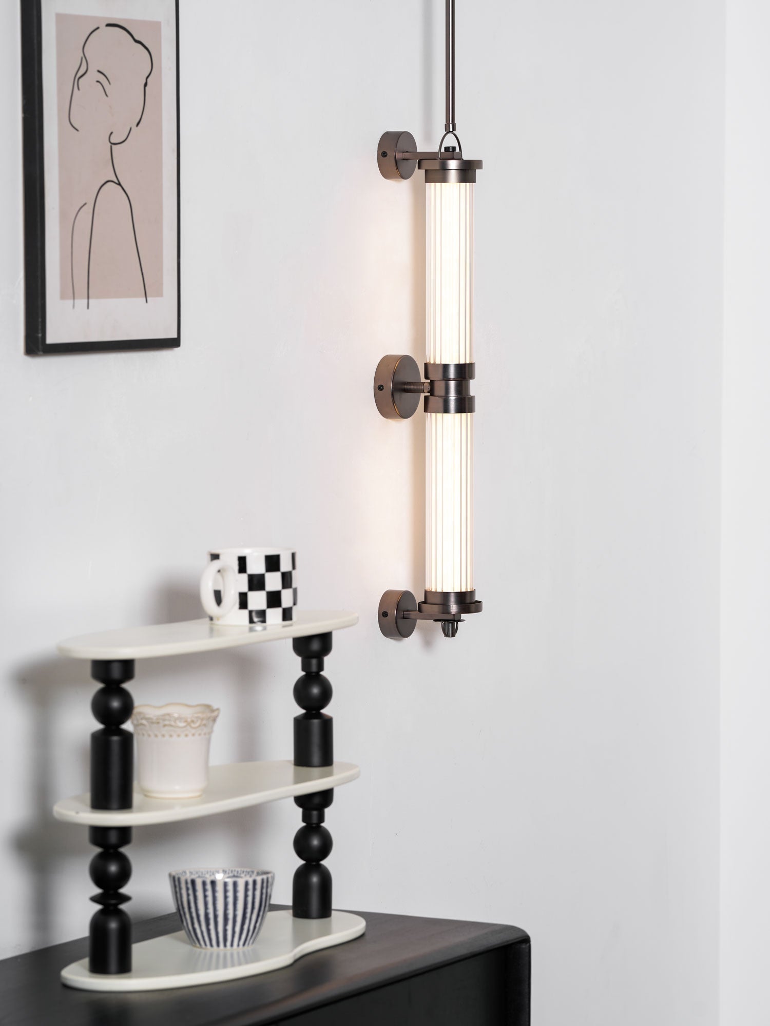 Noviq Premium Nordic Art Vertical Glass Sconce Wall Lamp-Neutral Decor