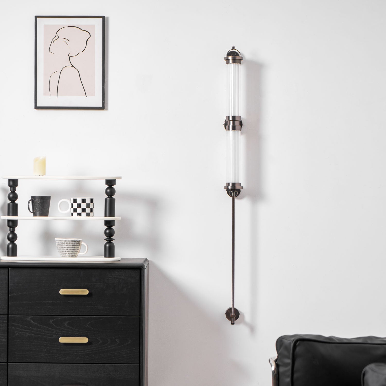 Noviq Premium Nordic Art Vertical Glass Sconce Wall Lamp-Neutral Decor