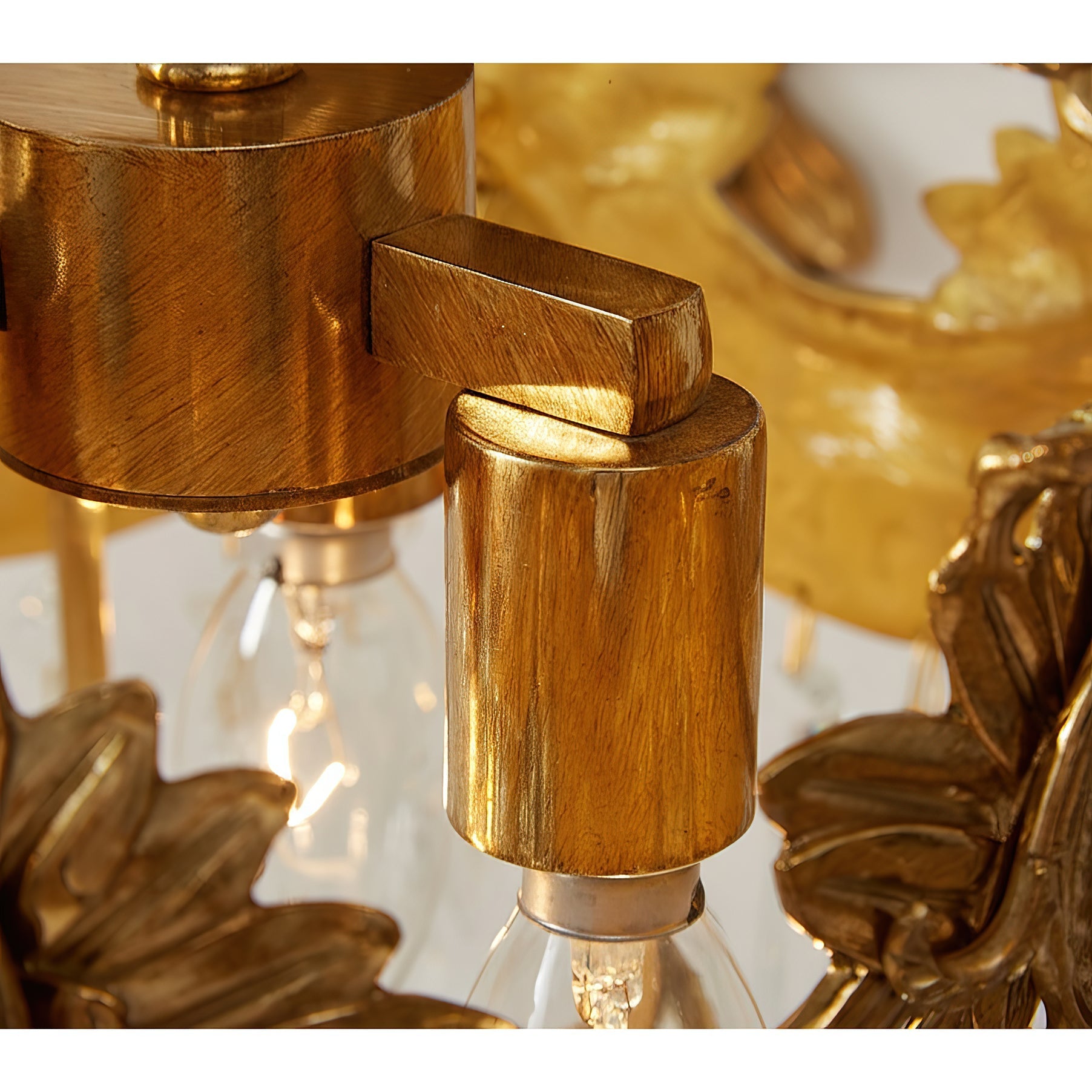 Detail shot of the mounting plate and brass arm.