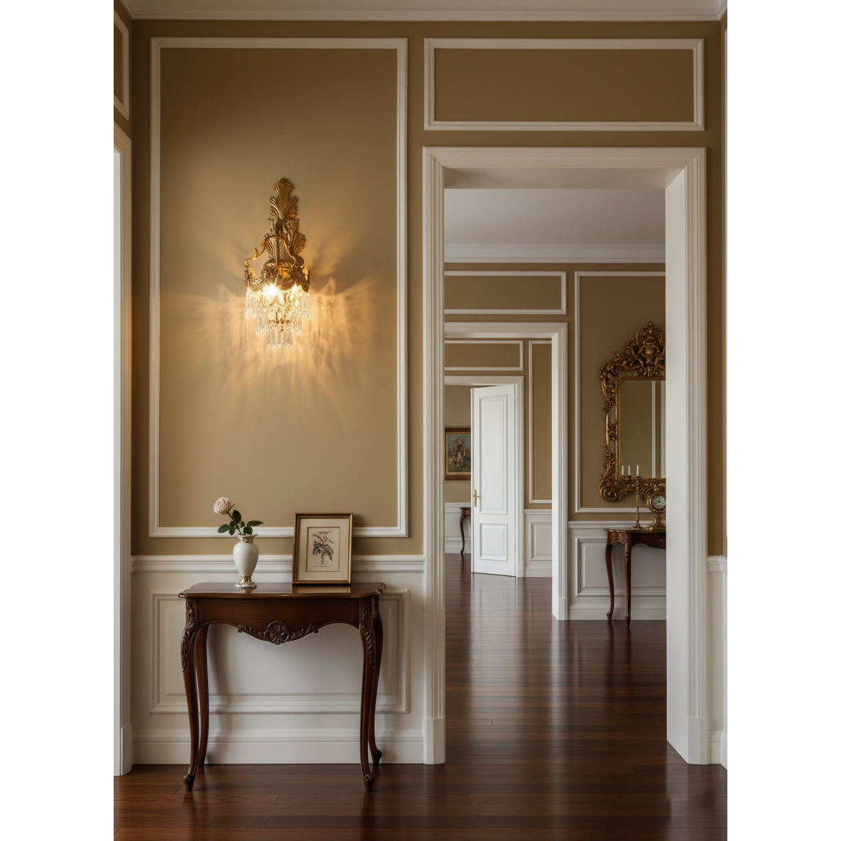 Mesas Wall Lamp installed in a modern living room setting.