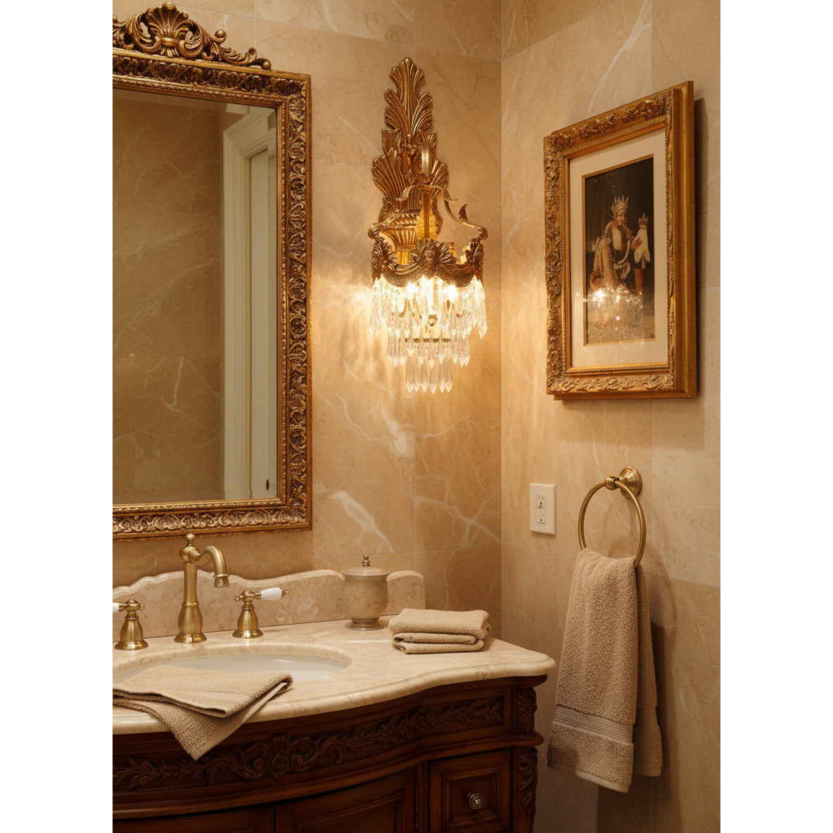 The Mesas Wall Lamp against a dark wall to emphasize its form.