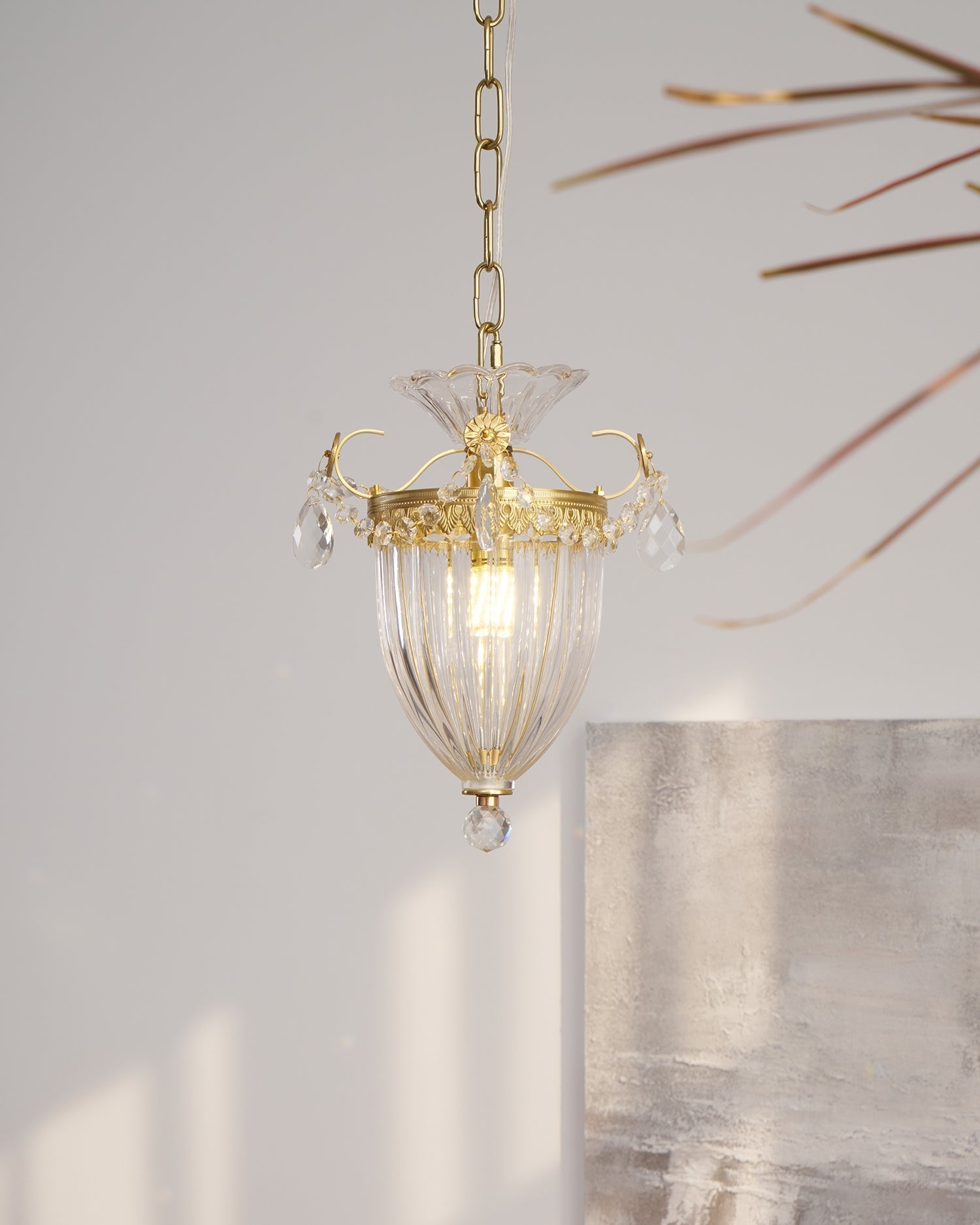 Pendant Lamp Vintage Glamour Crystal Drops