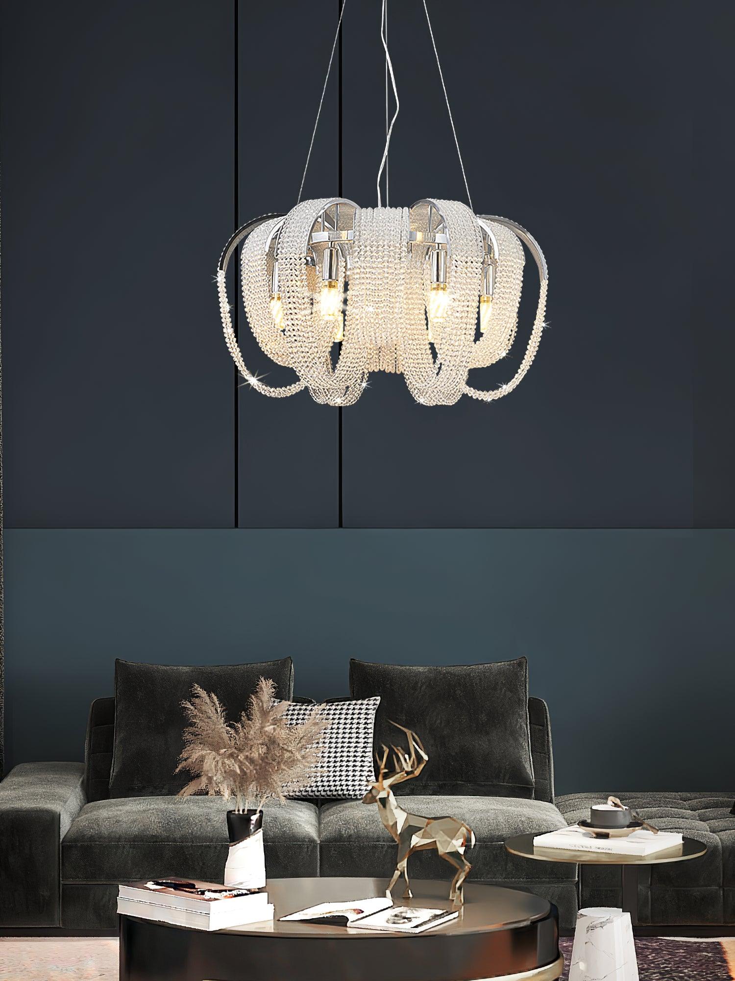Siv Chandelier Mesh Crystal Gold Waterfall Sparkle-Neutral Decor