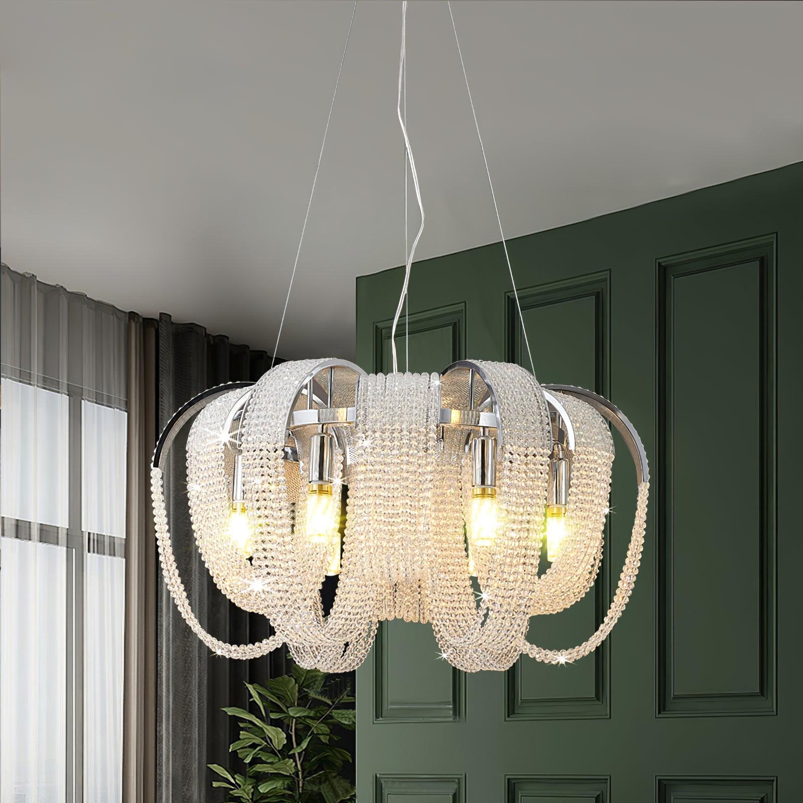 Siv Chandelier Mesh Crystal Gold Waterfall Sparkle-Neutral Decor