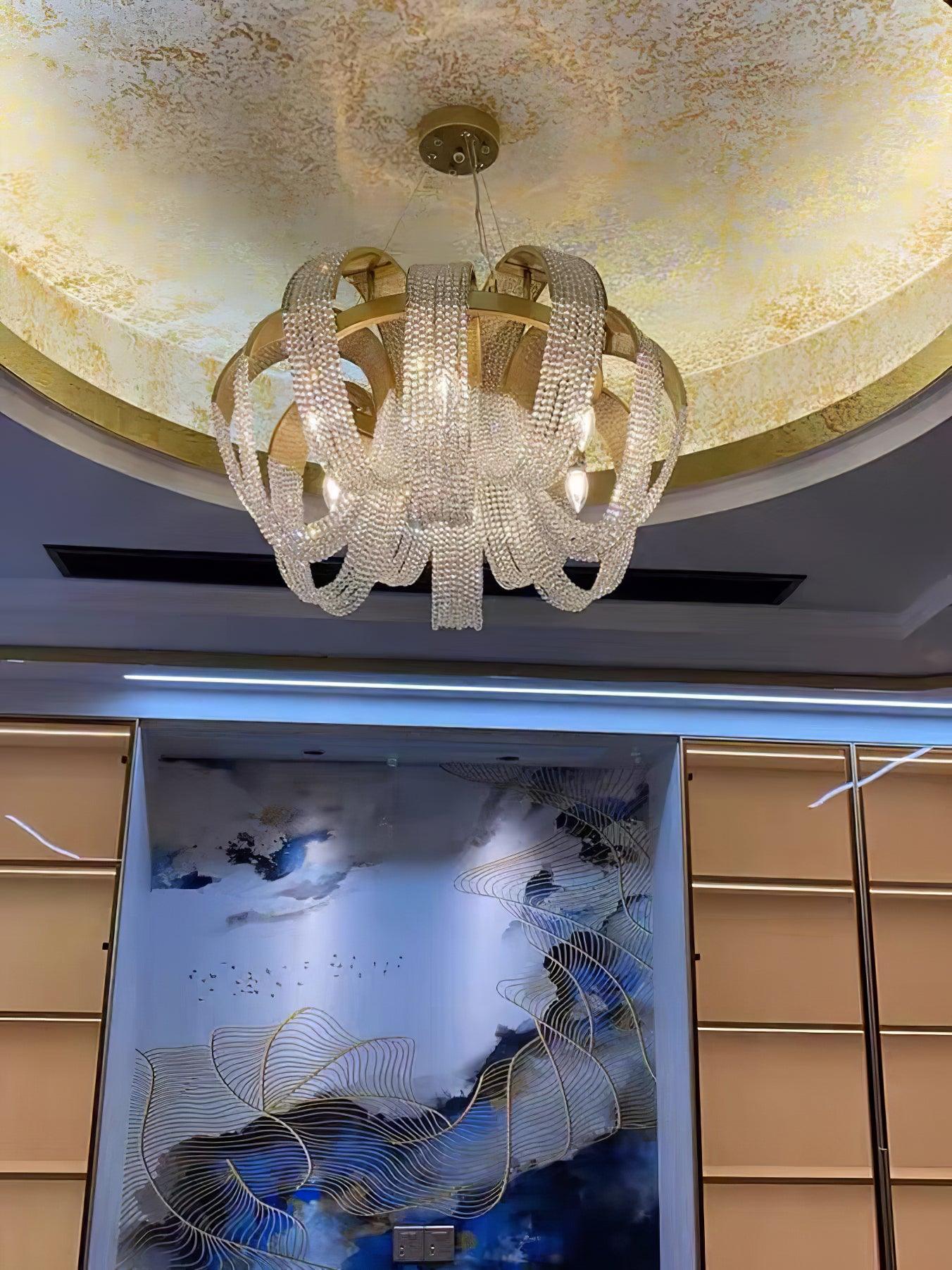 Siv Chandelier Mesh Crystal Gold Waterfall Sparkle-Neutral Decor