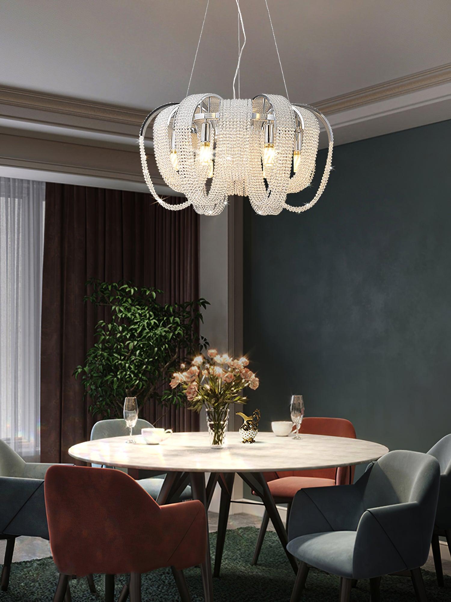 Siv Chandelier Mesh Crystal Gold Waterfall Sparkle-Neutral Decor