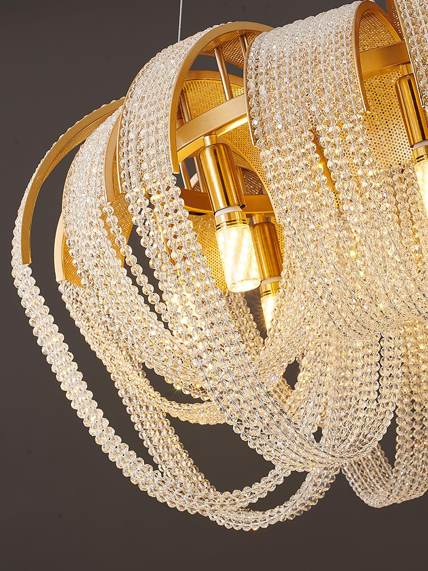Siv Chandelier Mesh Crystal Gold Waterfall Sparkle-Neutral Decor