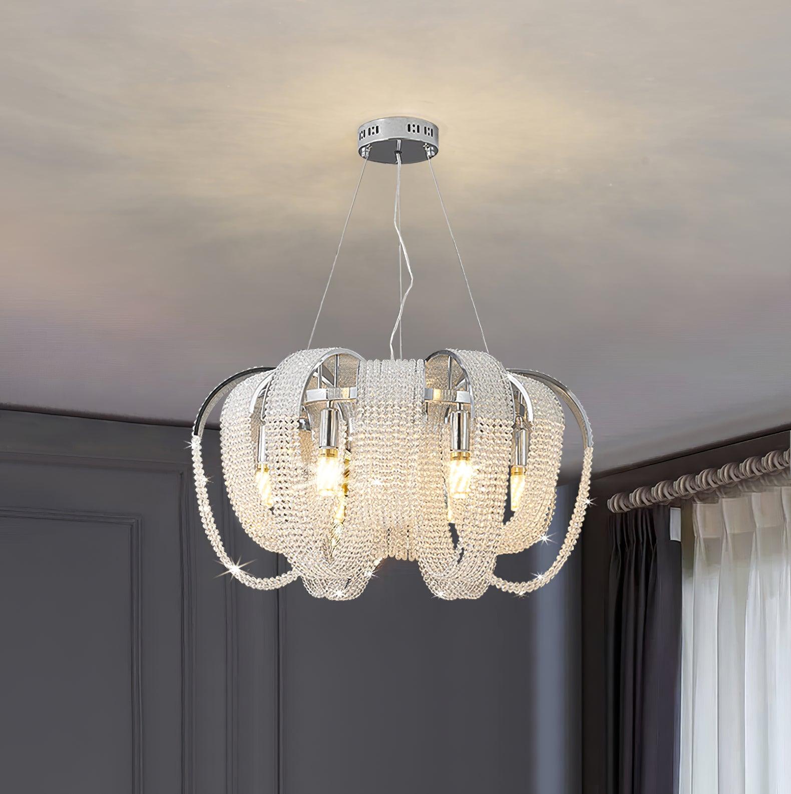 Siv Chandelier Mesh Crystal Gold Waterfall Sparkle-Neutral Decor