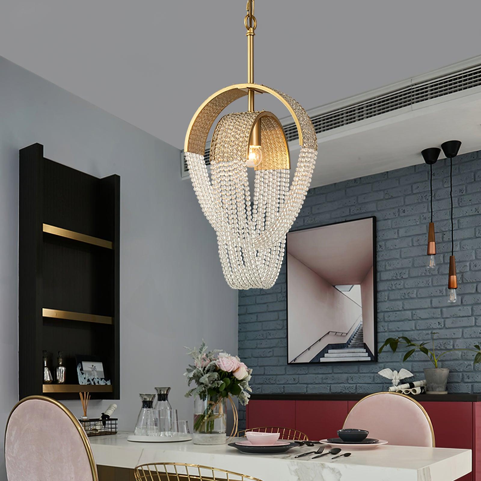 Siv Chandelier Mesh Crystal Gold Waterfall Sparkle-Neutral Decor